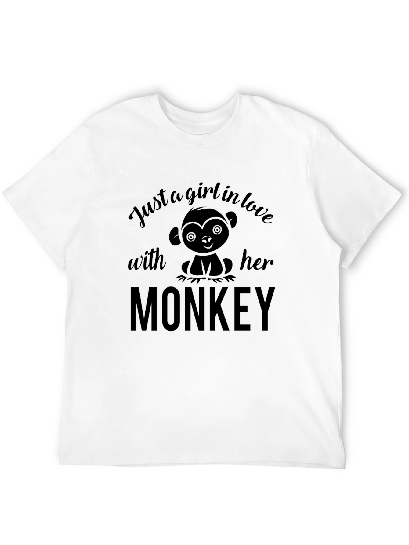 Girl In Love with Her Monkey Graphic T-Shirt