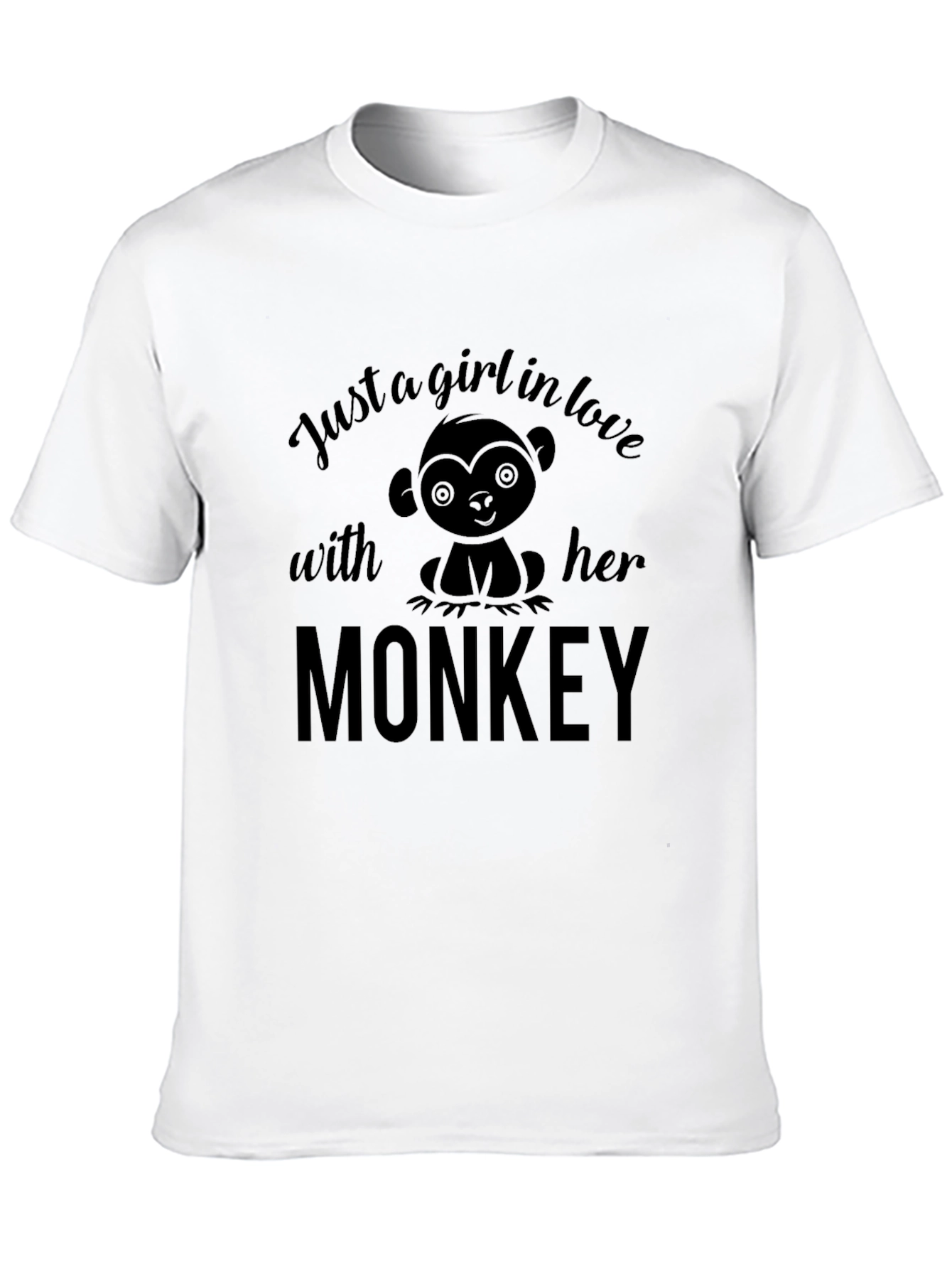 Girl In Love with Her Monkey Graphic T-Shirt