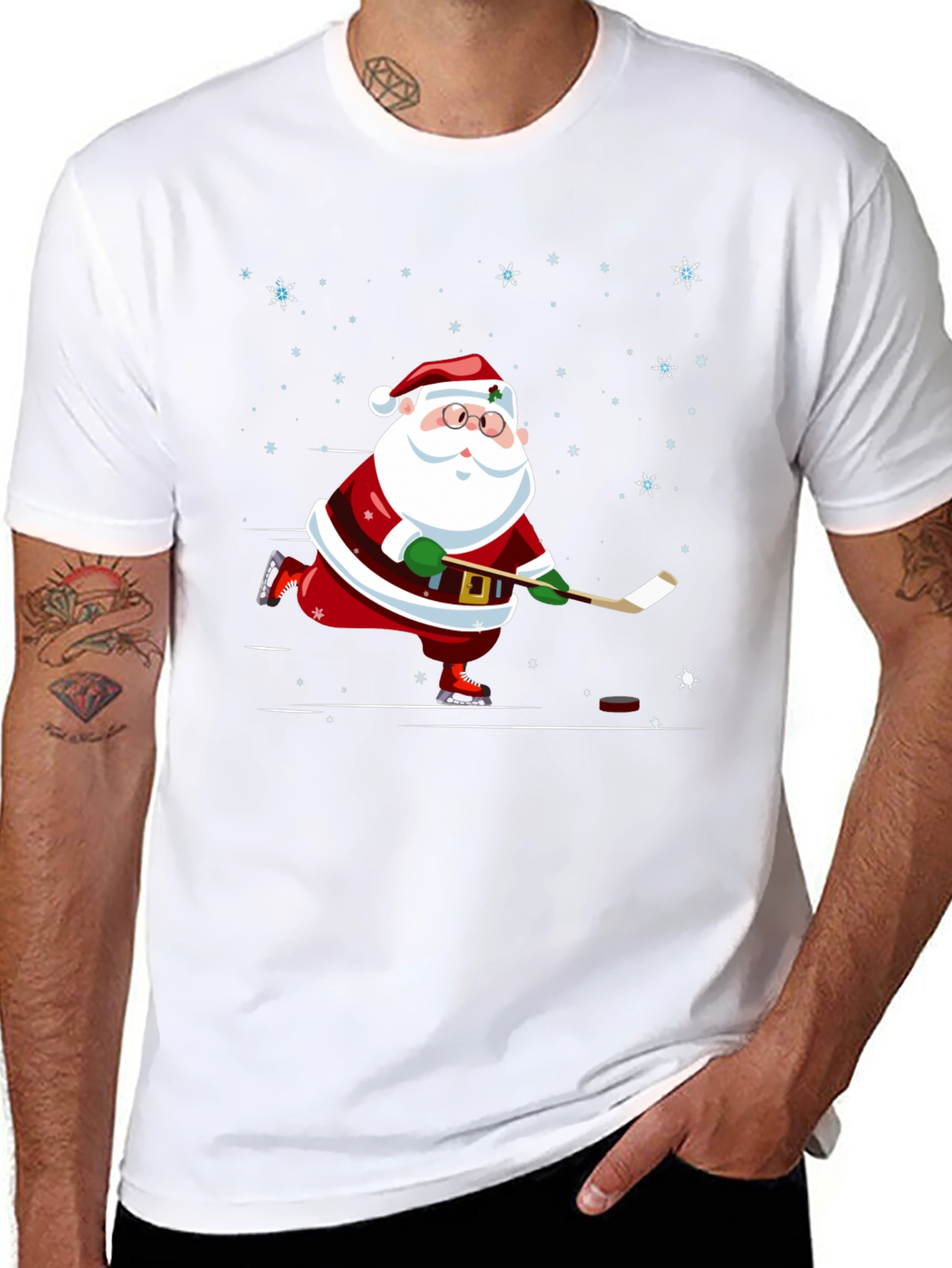 Hockey Santa T-Shirt - Holiday Festive Wear