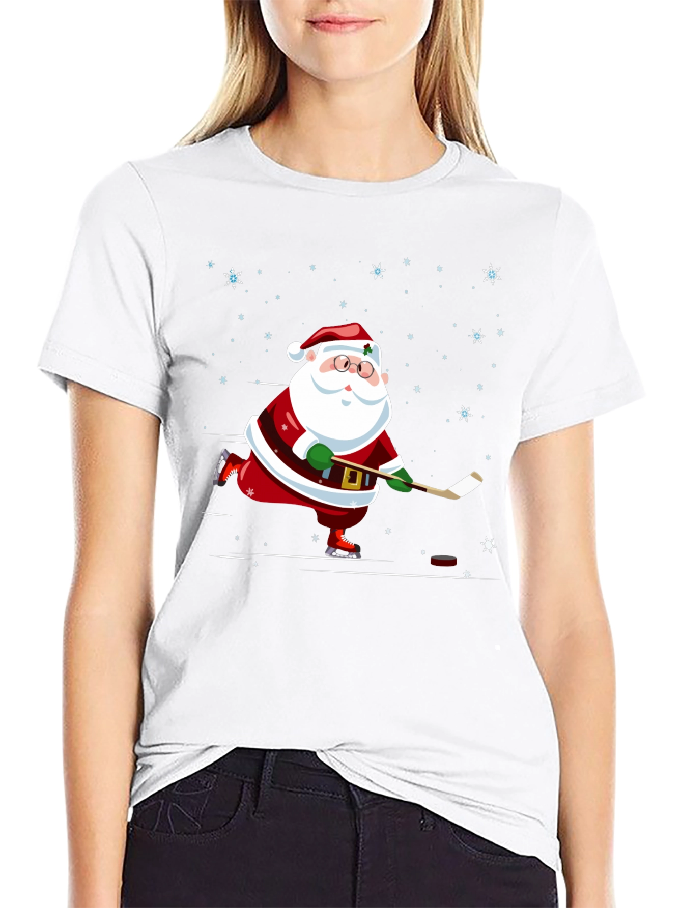 Hockey Santa T-Shirt - Holiday Festive Wear