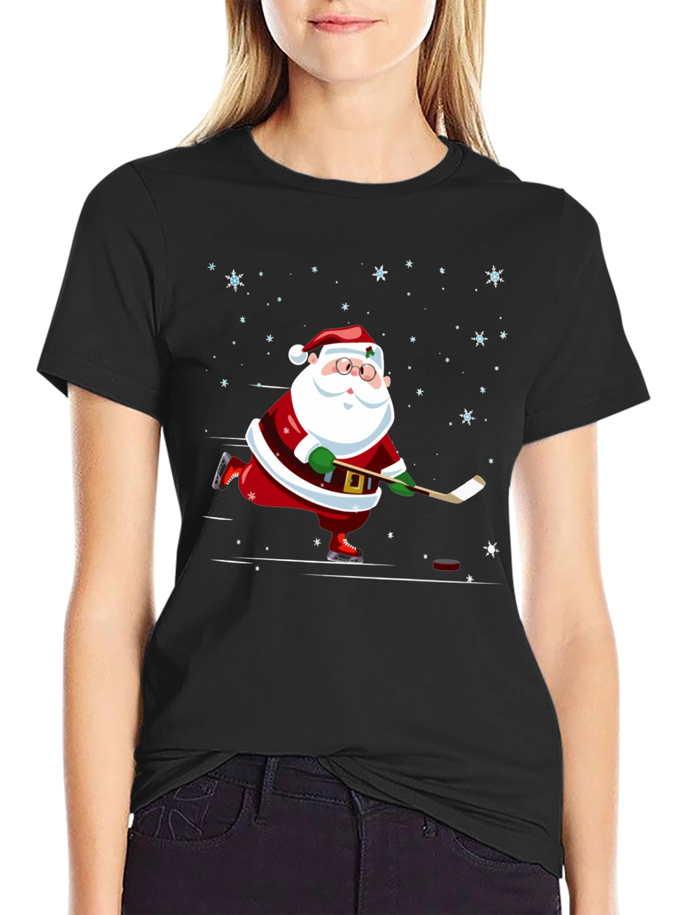 Hockey Santa T-Shirt - Holiday Festive Wear
