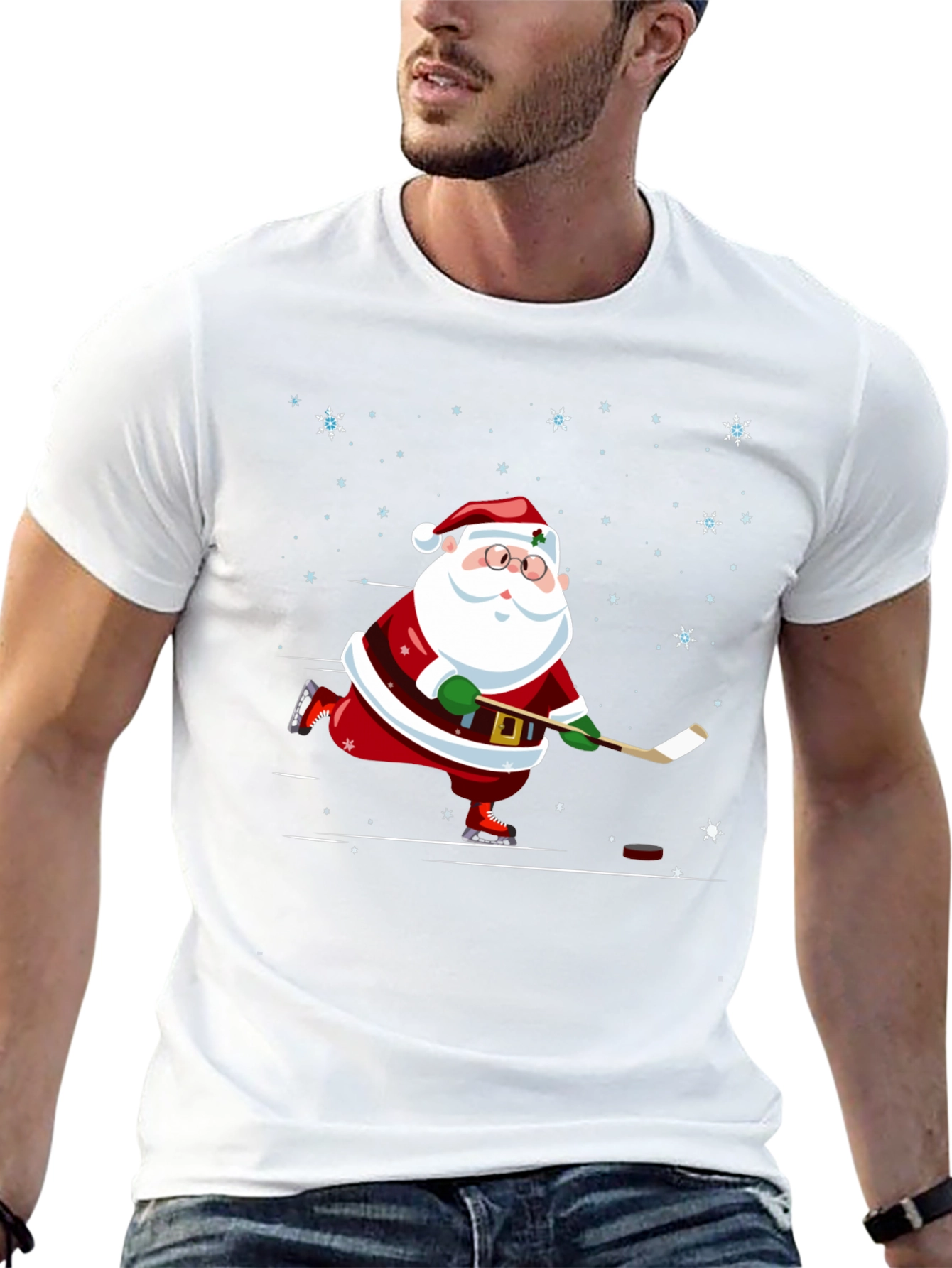 Hockey Santa T-Shirt - Holiday Festive Wear