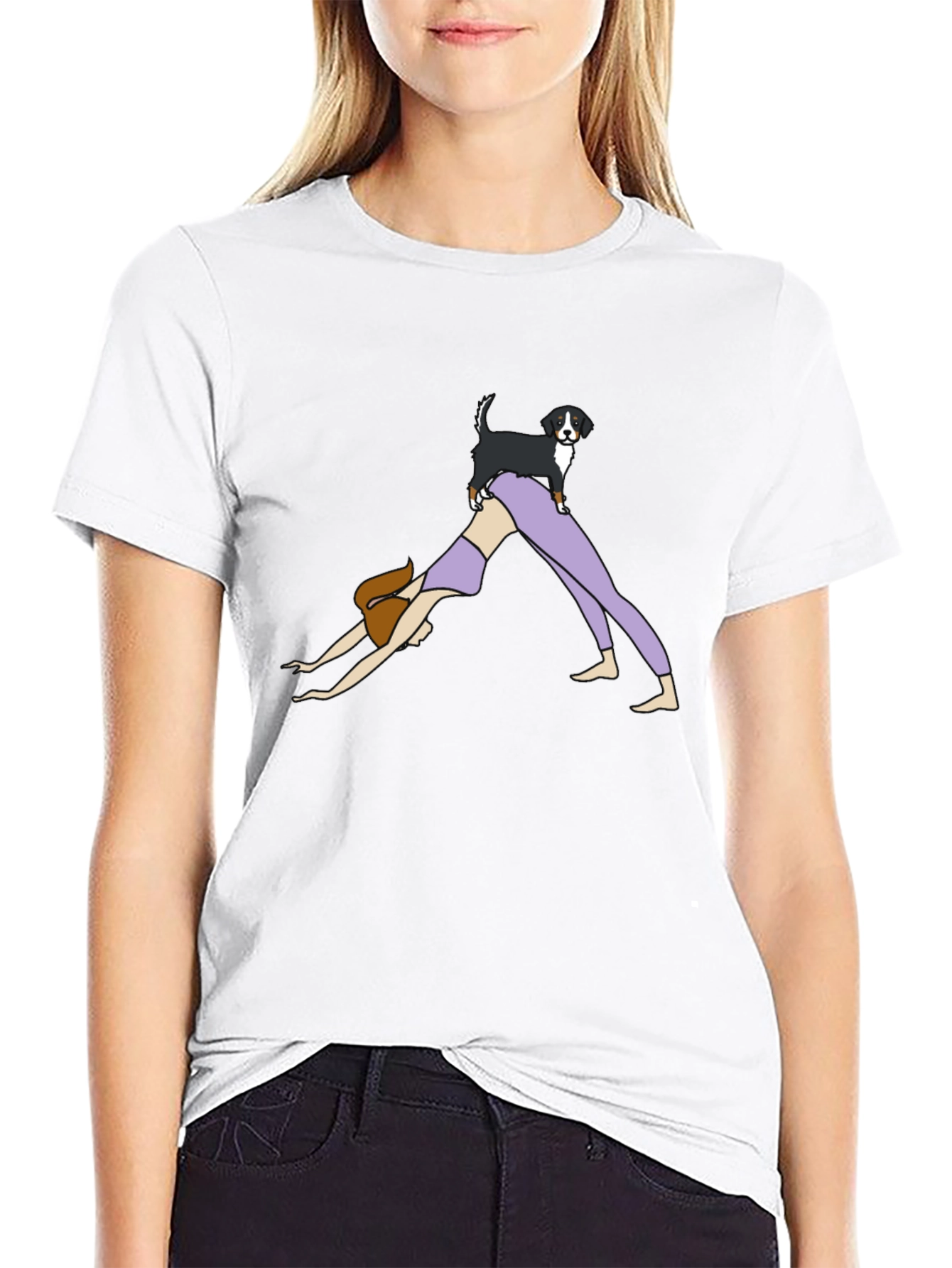 Yoga Dog Graphic Tee - Black Cotton T-Shirt