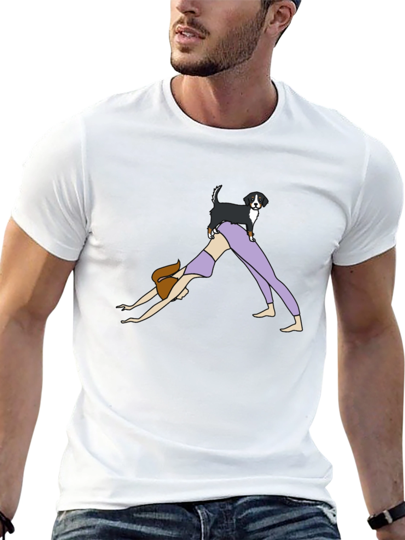 Yoga Dog Graphic Tee - Black Cotton T-Shirt