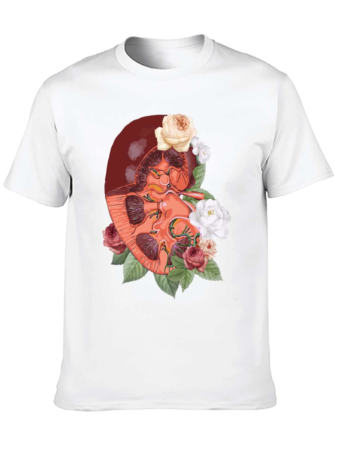 Floral Kidney Graphic Tee - Unique Anatomy T-Shirt