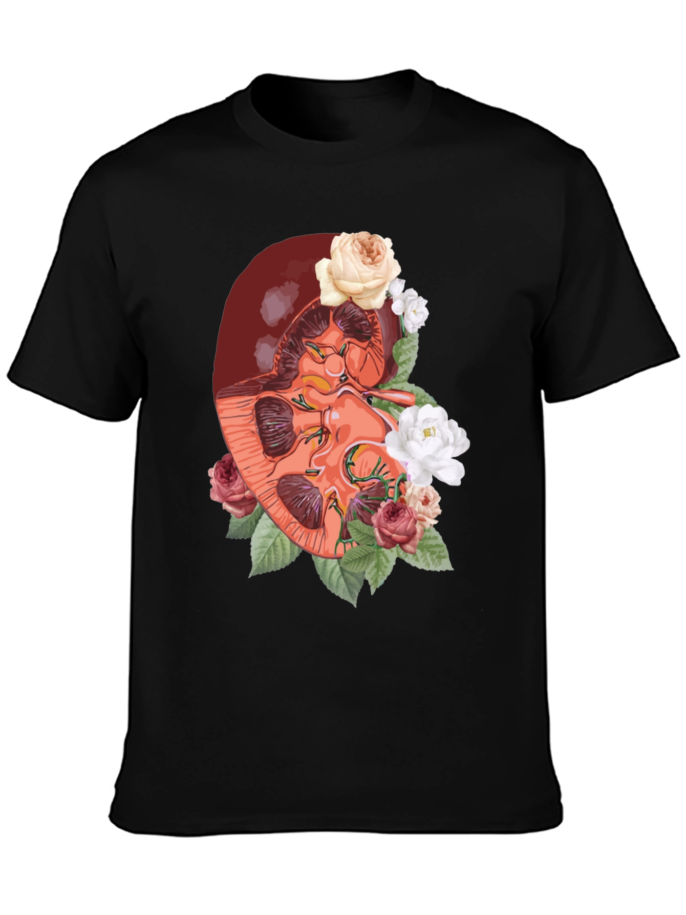 Floral Kidney Graphic Tee - Unique Anatomy T-Shirt