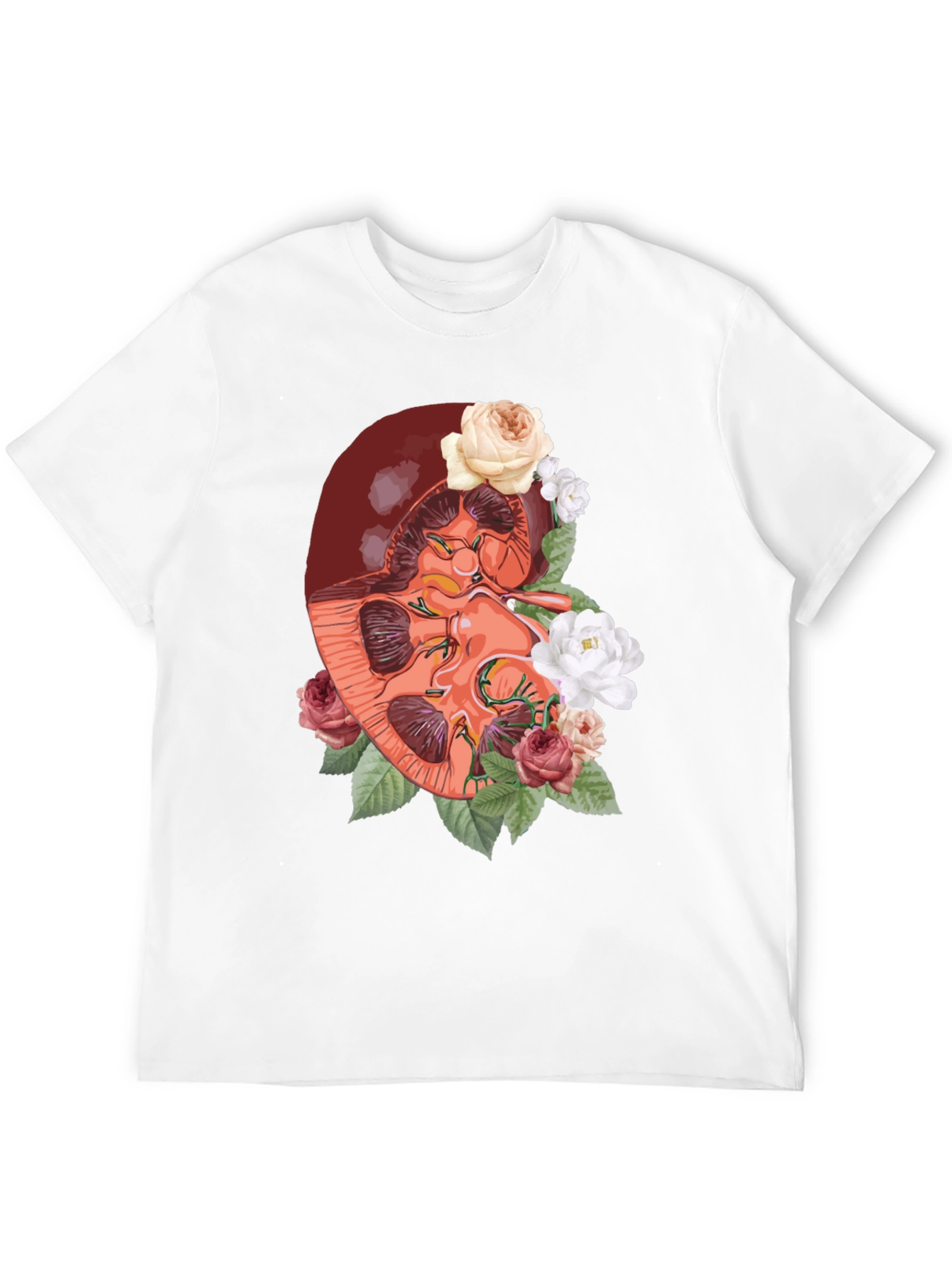 Floral Kidney Graphic Tee - Unique Anatomy T-Shirt