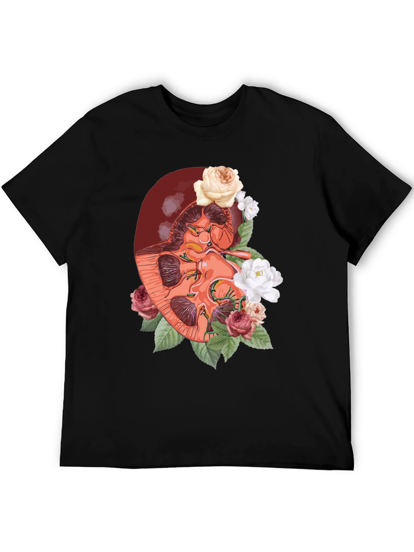 Floral Kidney Graphic Tee - Unique Anatomy T-Shirt