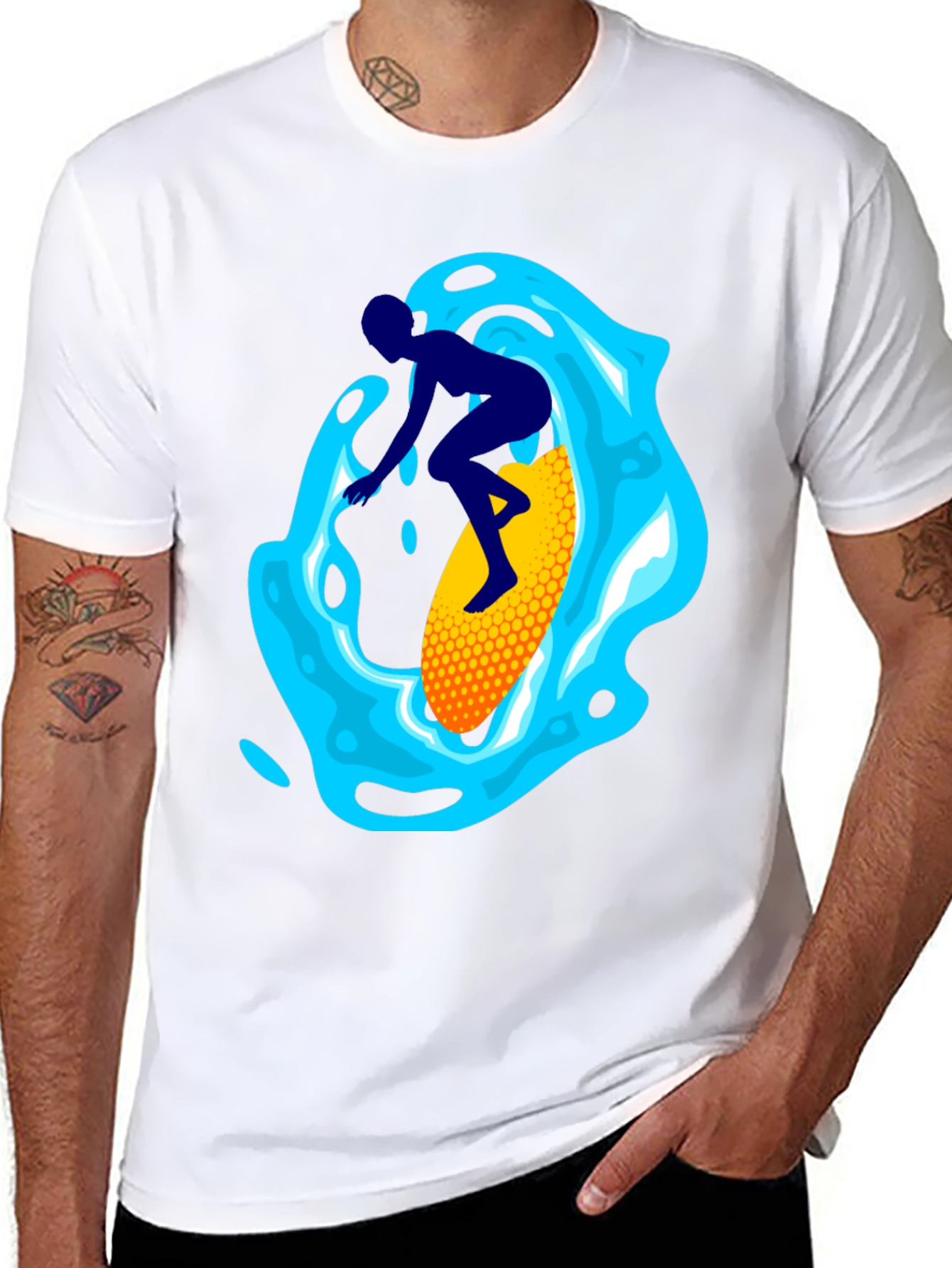 Surfer Graphic Tee - Black Cotton Blend
