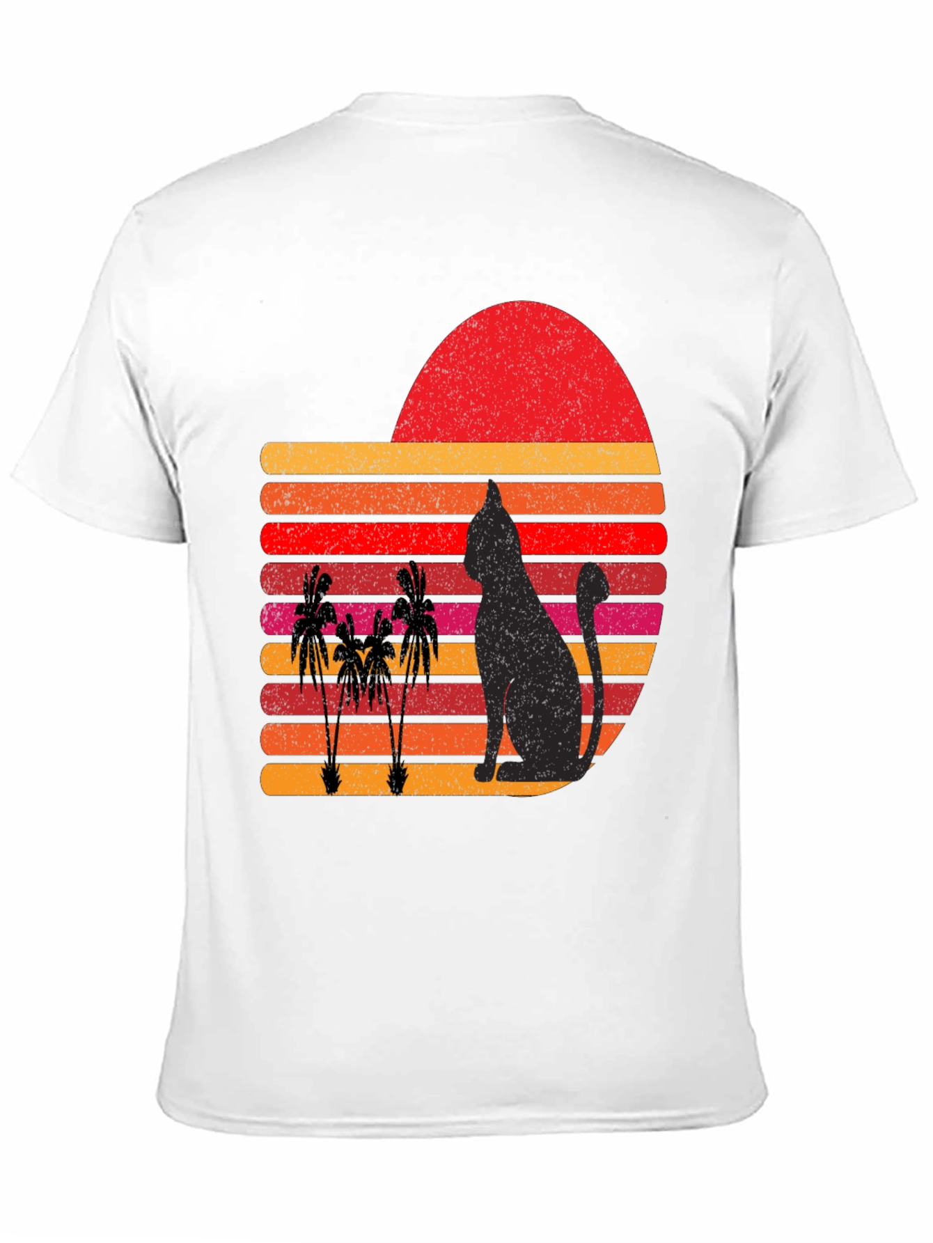 Retro Cat & Palm Tree Sunset Graphic Tee
