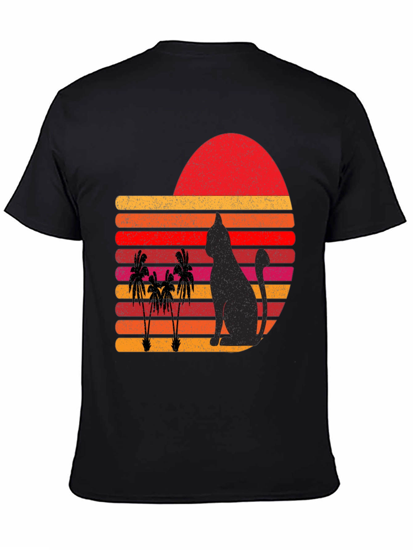 Retro Cat & Palm Tree Sunset Graphic Tee
