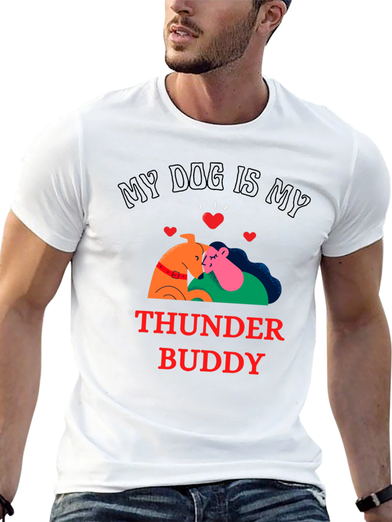 My Dog is My Thunder Buddy Black T-Shirt