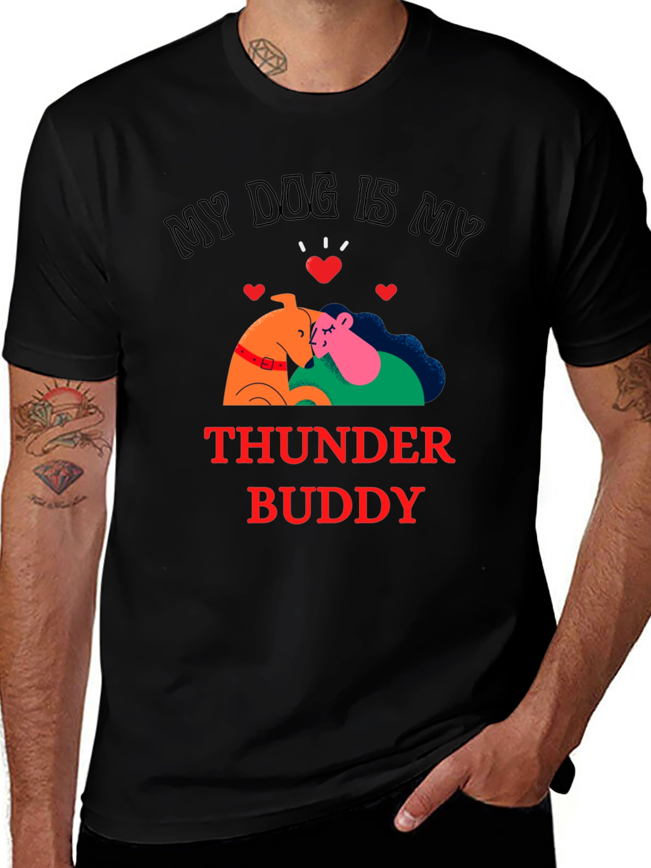 My Dog is My Thunder Buddy Black T-Shirt