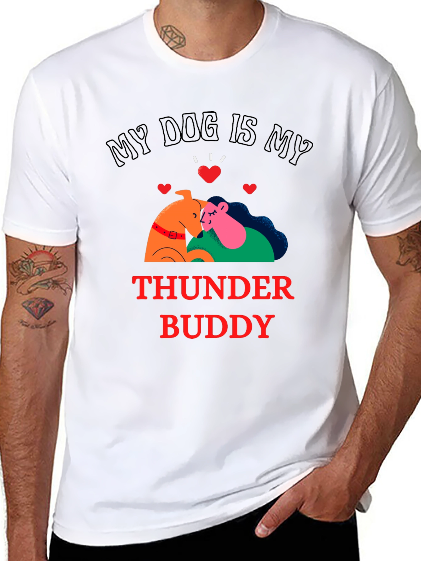 My Dog is My Thunder Buddy Black T-Shirt