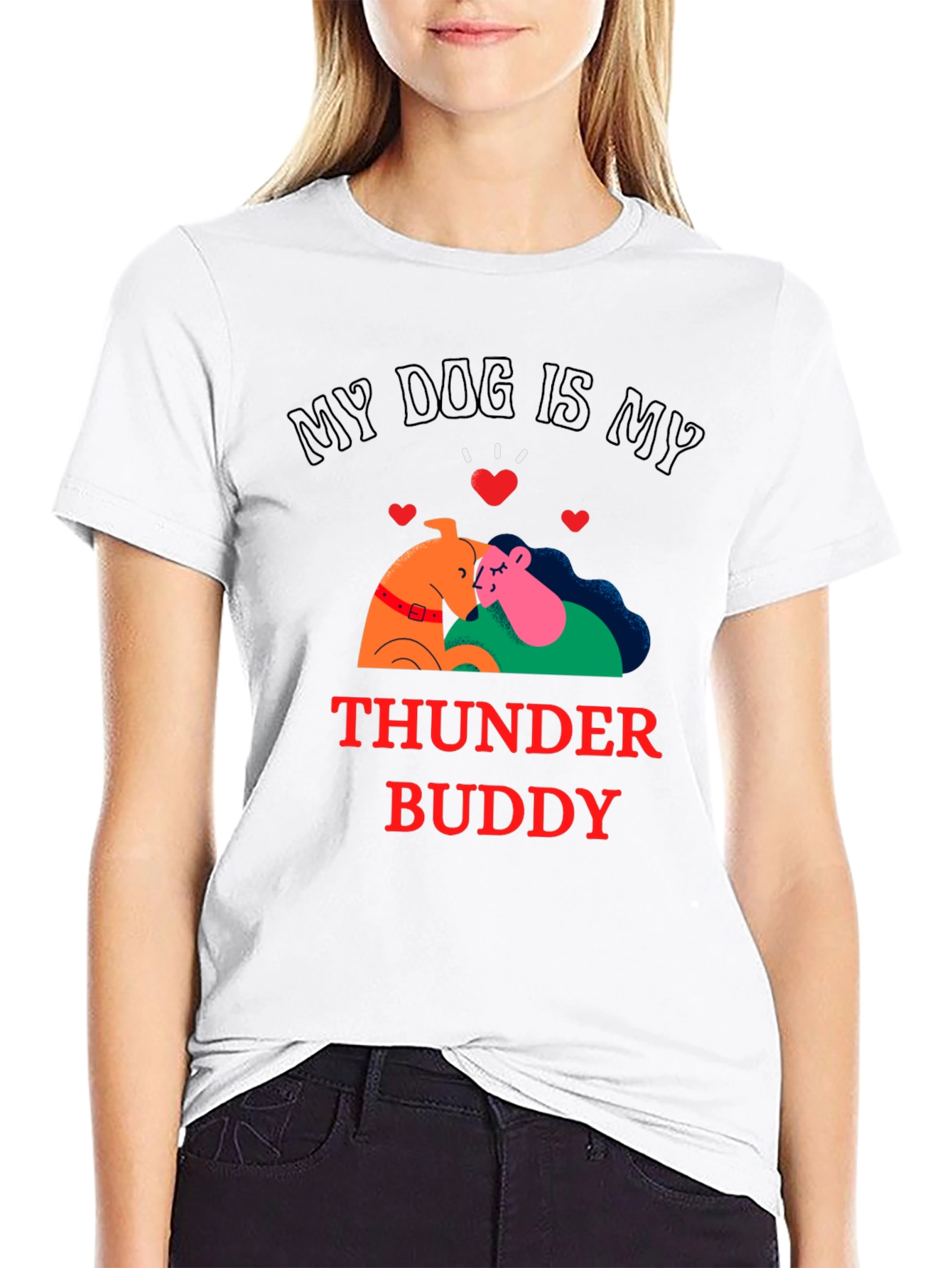 My Dog is My Thunder Buddy Black T-Shirt