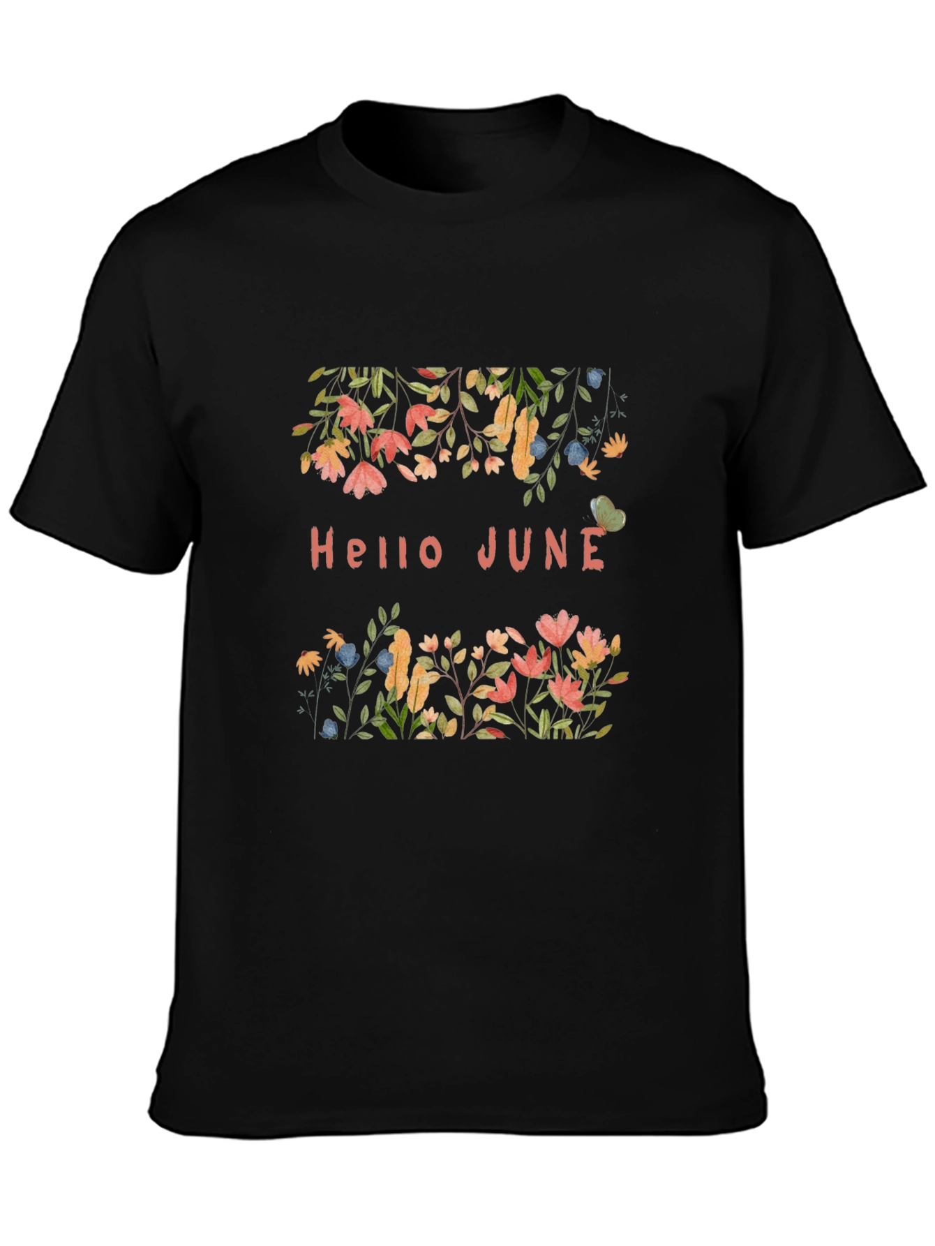 Hello June Floral Graphic Print T-Shirt