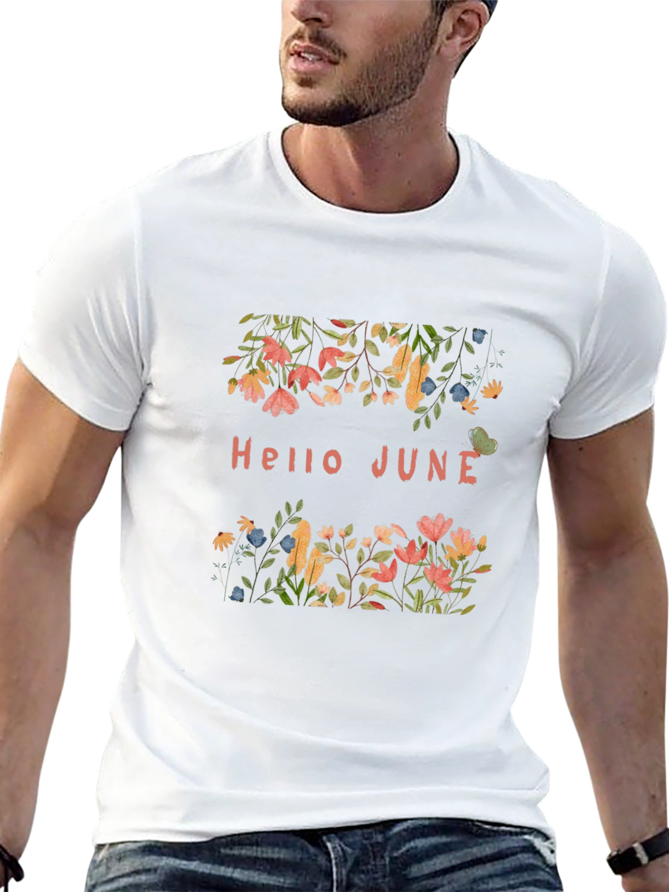 Hello June Floral Graphic Print T-Shirt