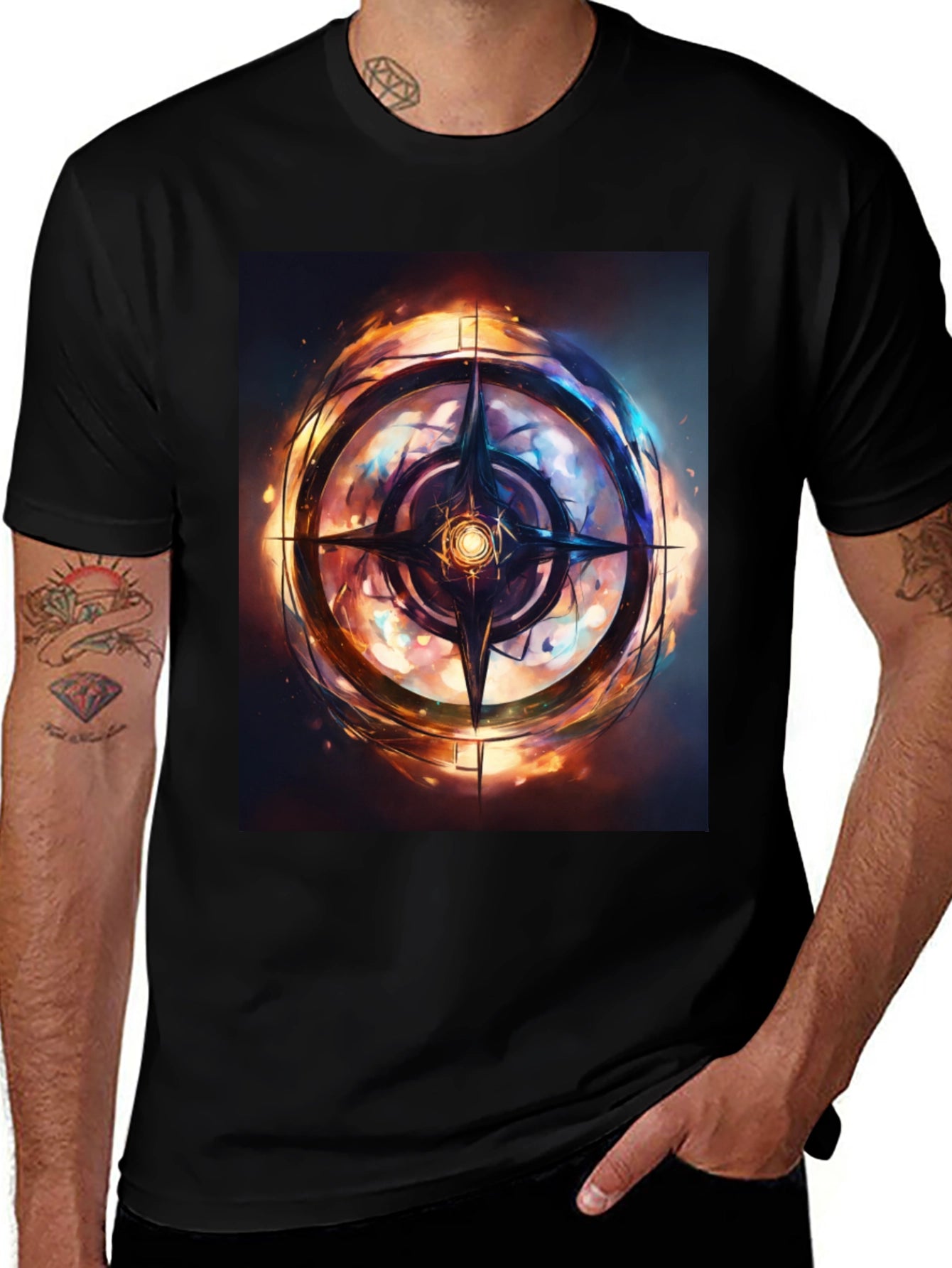 Mystic Compass Graphic Black T-Shirt