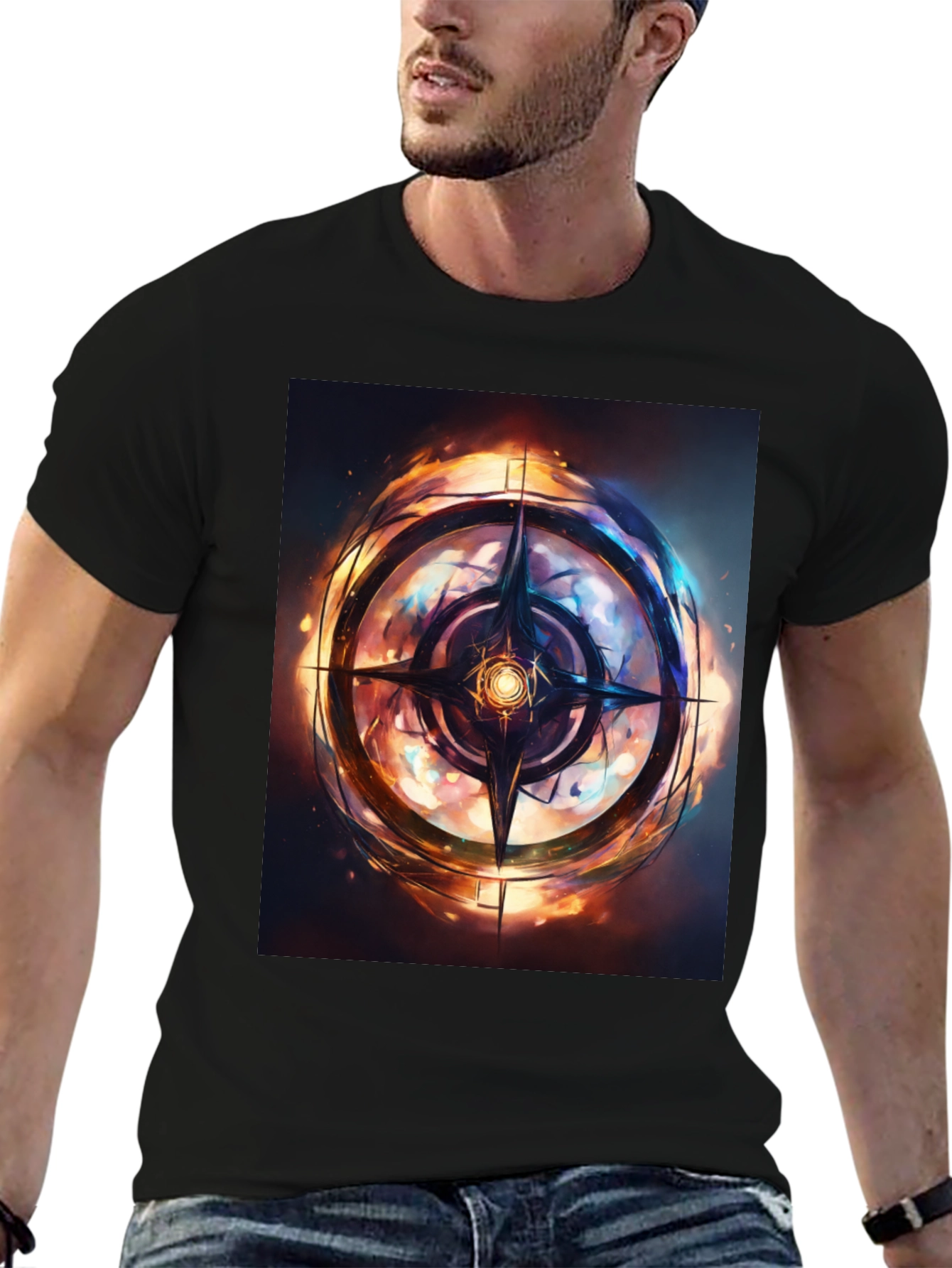 Mystic Compass Graphic Black T-Shirt
