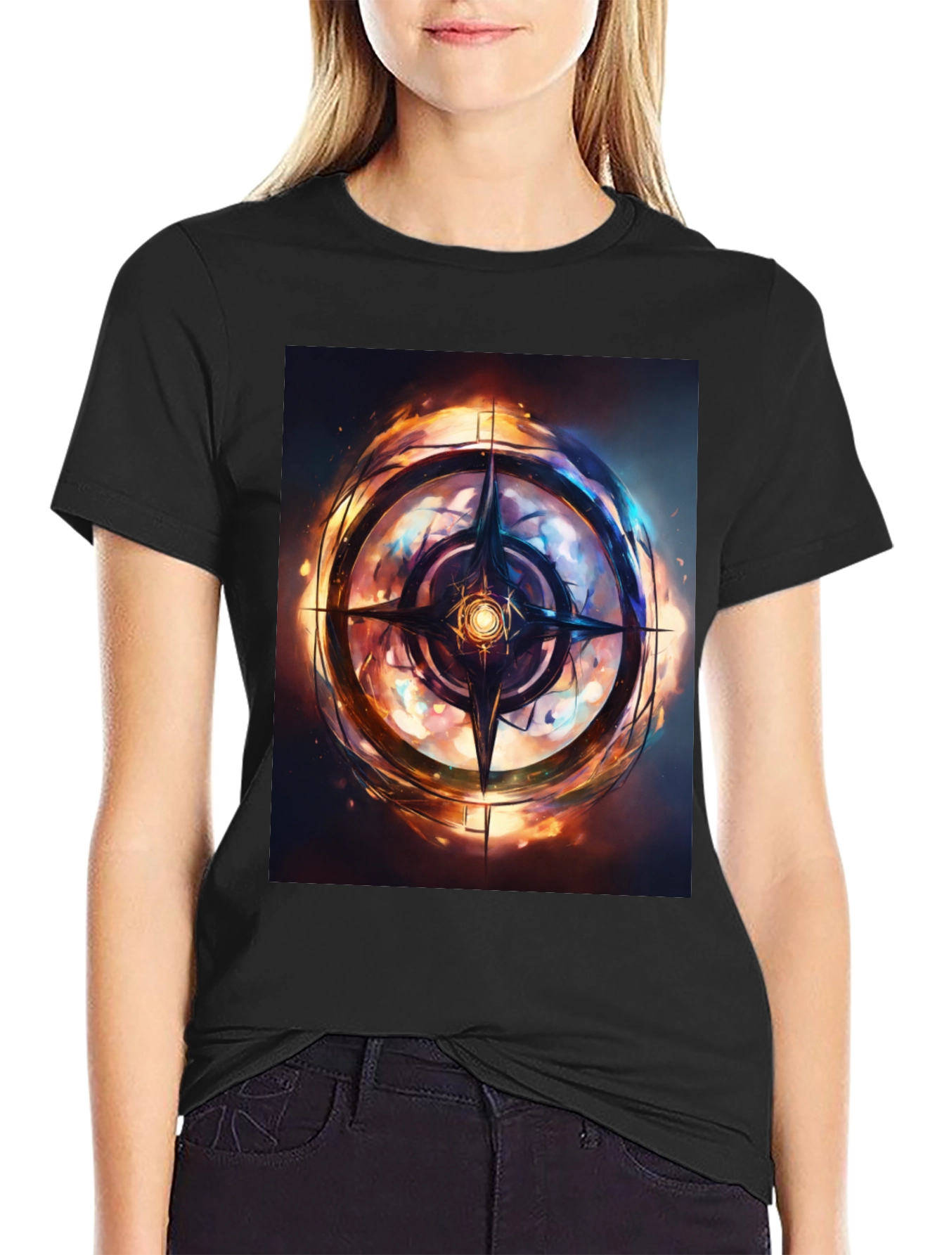 Mystic Compass Graphic Black T-Shirt