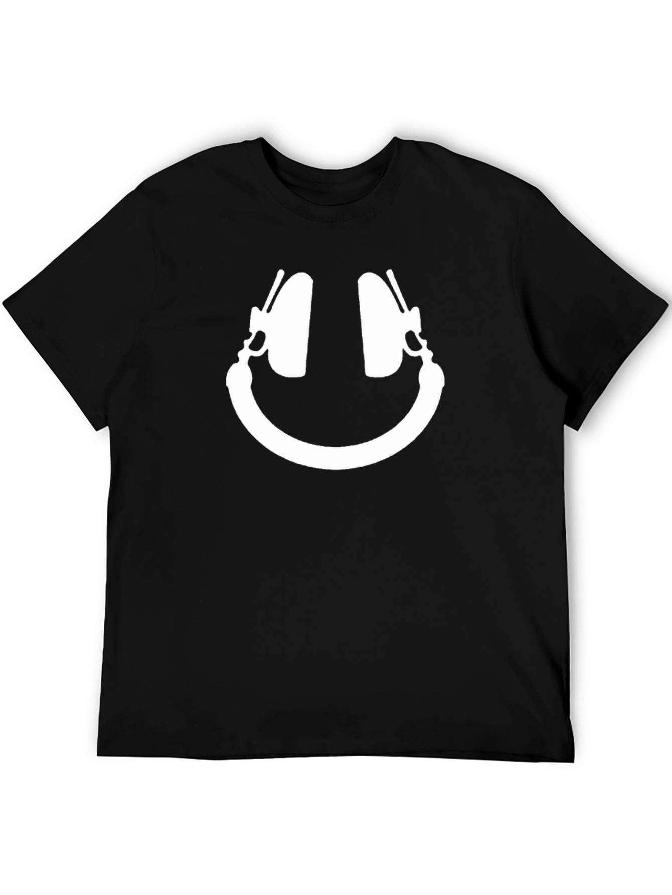 Headphone Smile Black T-Shirt - Music Lover Tee