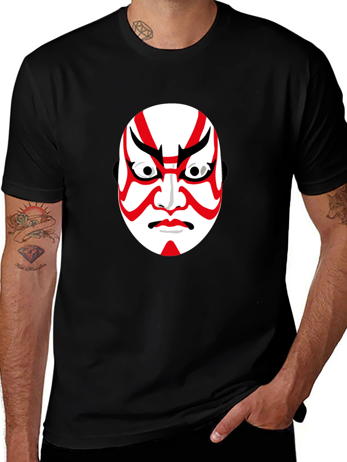 Kabuki Mask Graphic Tee - Unisex Black T-Shirt