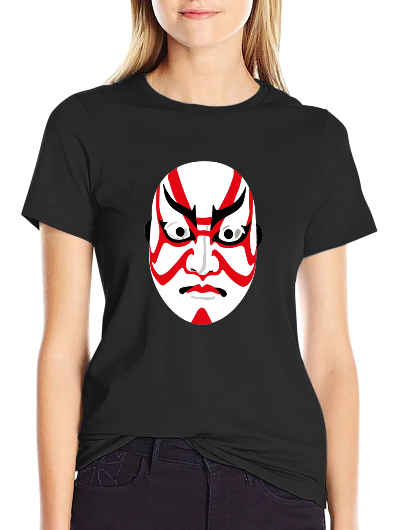 Kabuki Mask Graphic Tee - Unisex Black T-Shirt