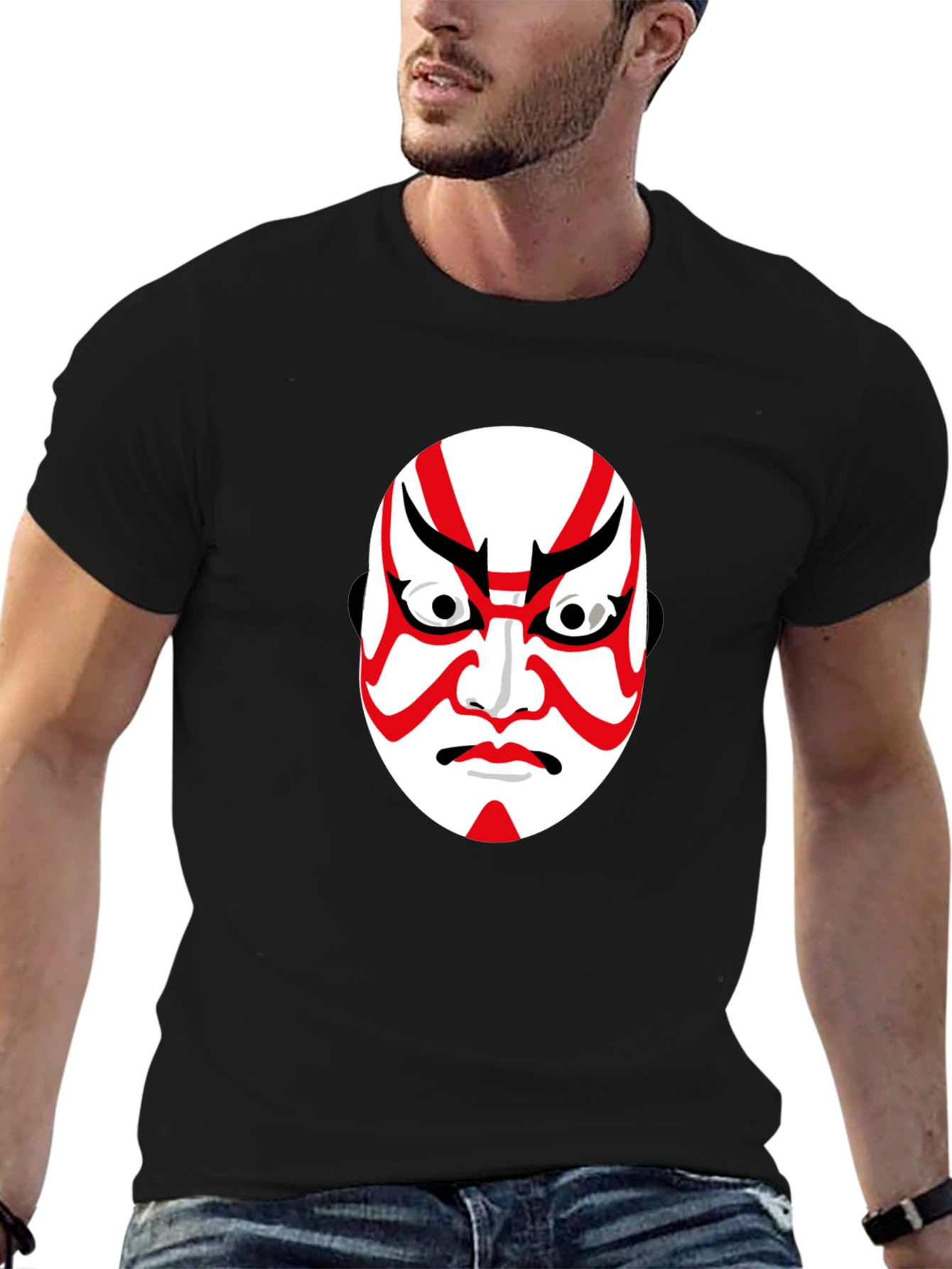 Kabuki Mask Graphic Tee - Unisex Black T-Shirt