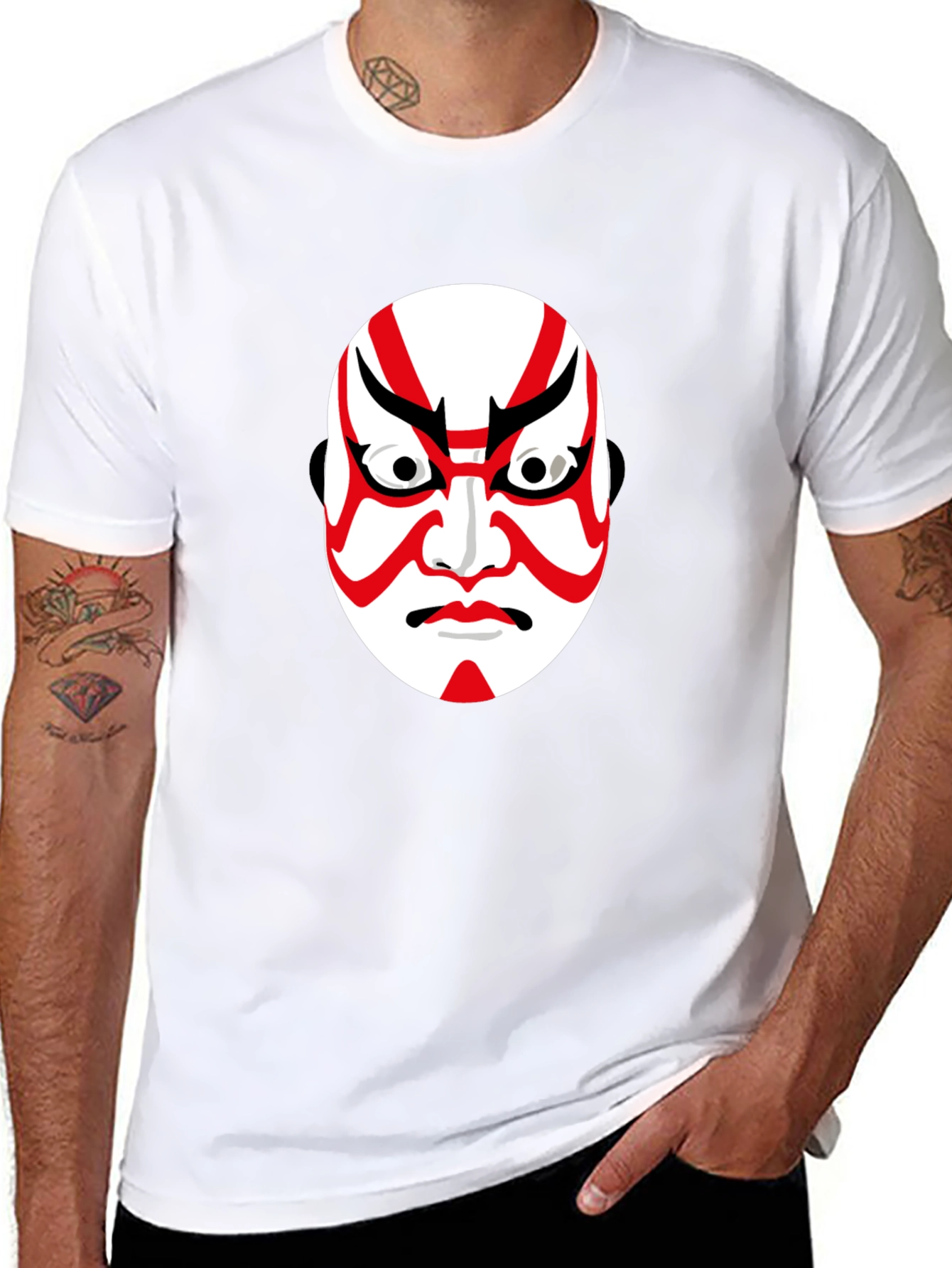 Kabuki Mask Graphic Tee - Unisex Black T-Shirt