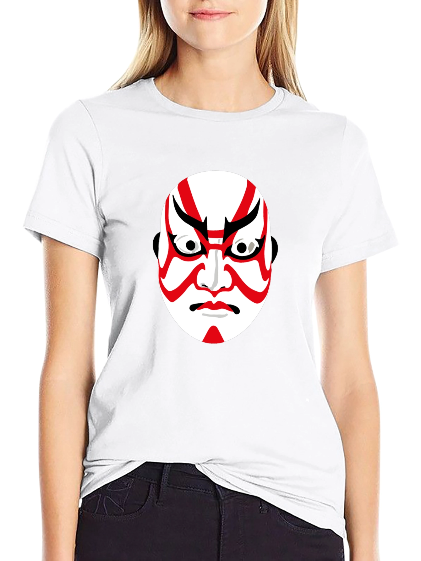 Kabuki Mask Graphic Tee - Unisex Black T-Shirt