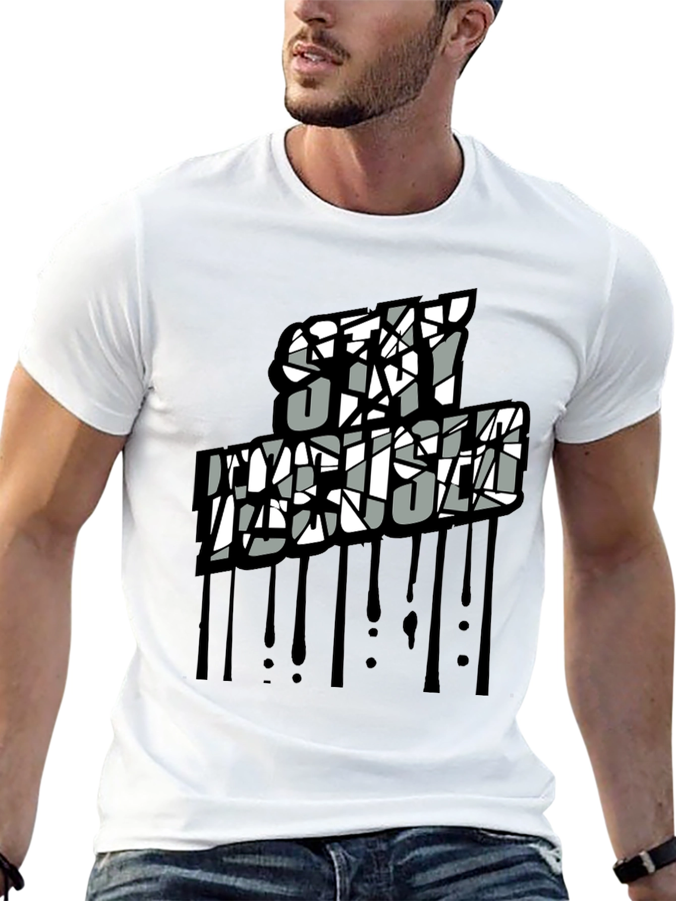 Stay Artistic Graphic Print Black Tee