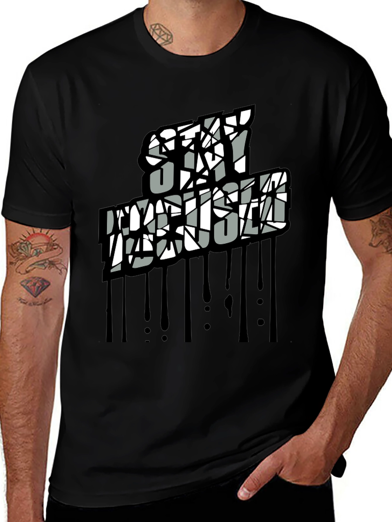 Stay Artistic Graphic Print Black Tee