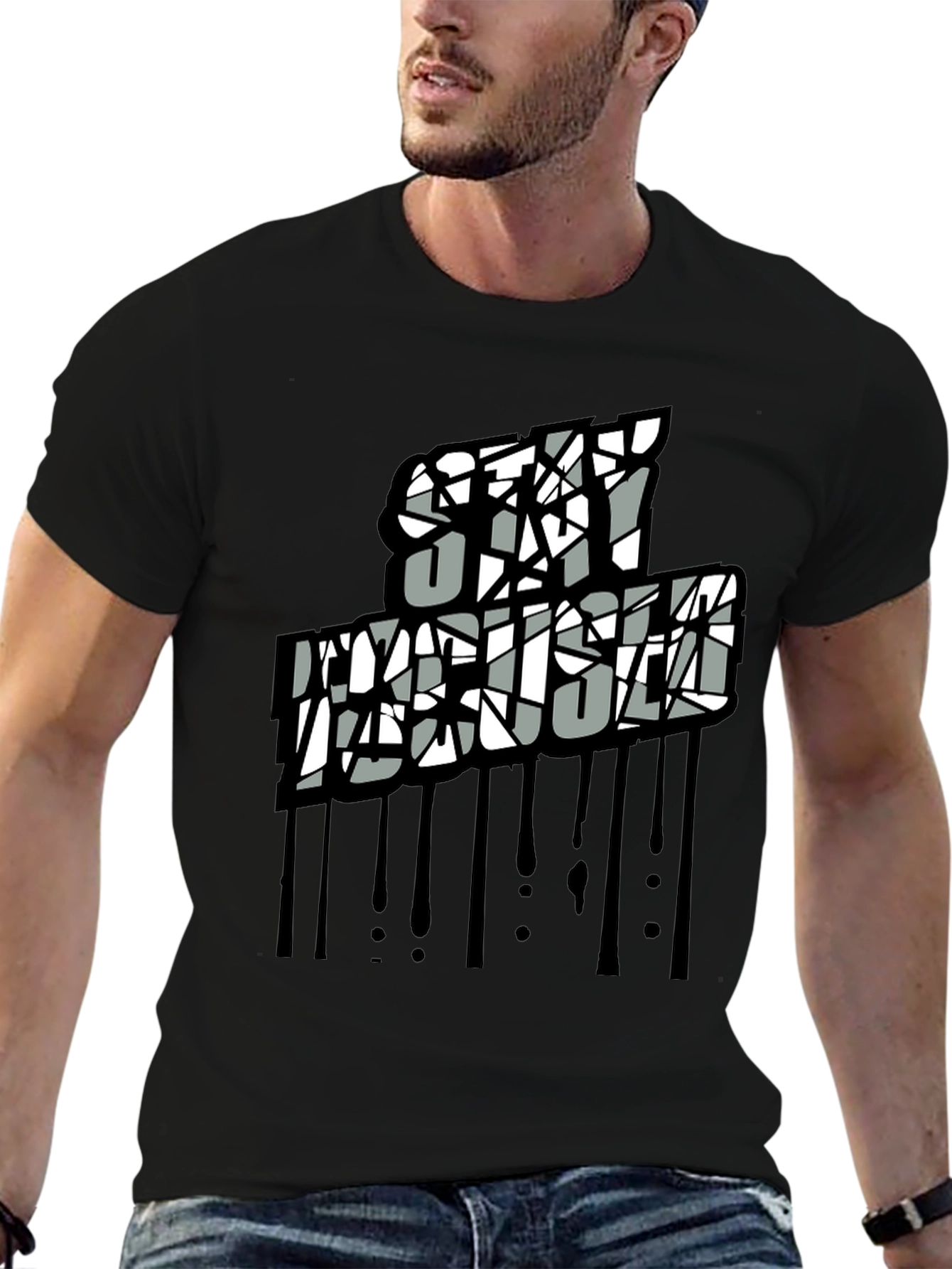Stay Artistic Graphic Print Black Tee