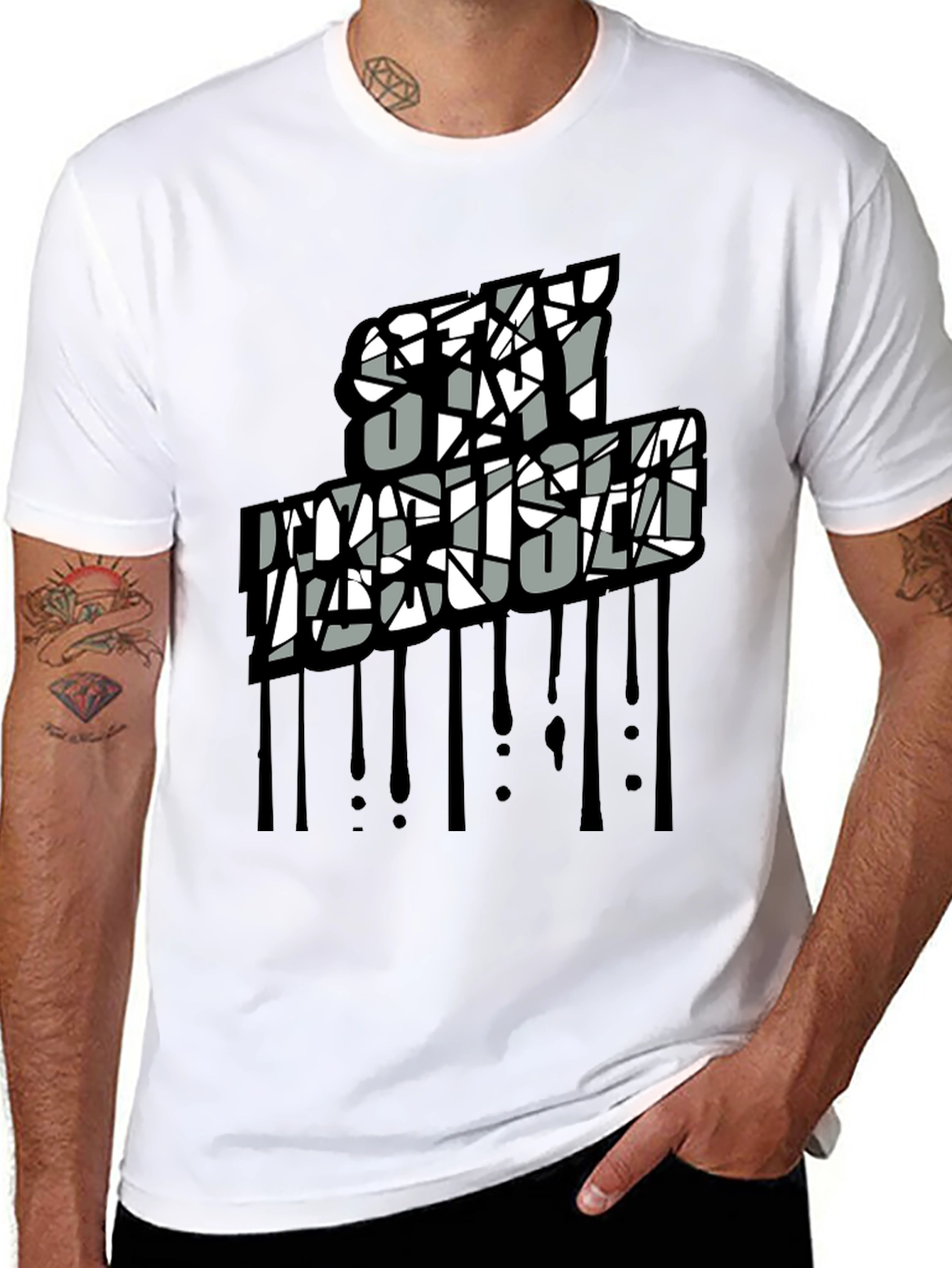 Stay Artistic Graphic Print Black Tee