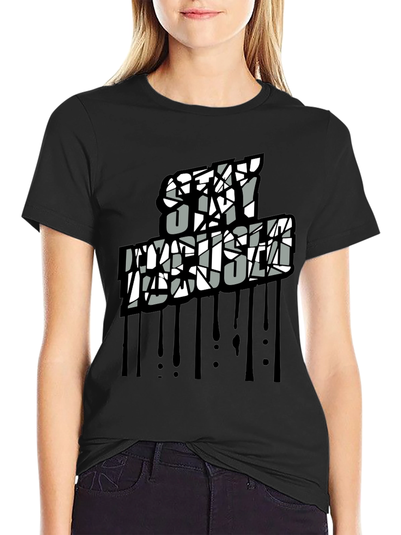 Stay Artistic Graphic Print Black Tee