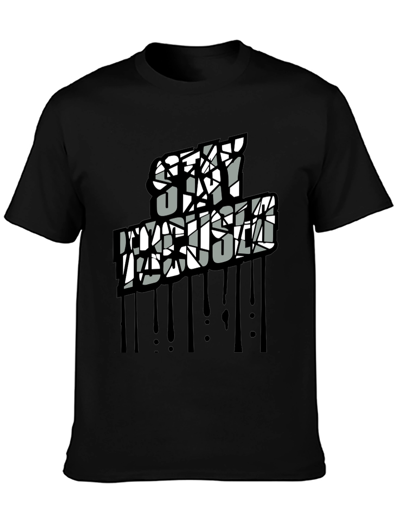 Stay Artistic Graphic Print Black Tee