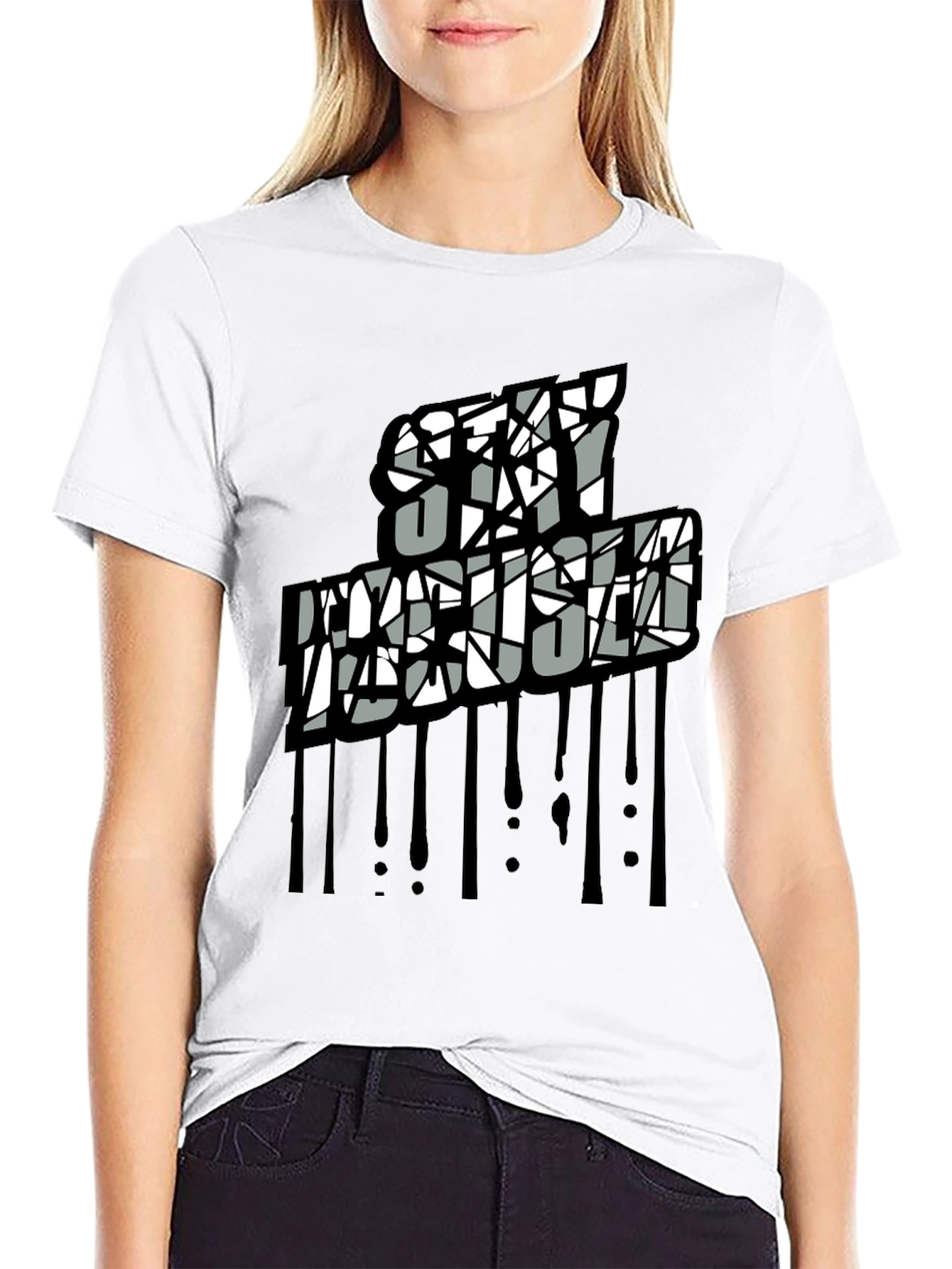 Stay Artistic Graphic Print Black Tee