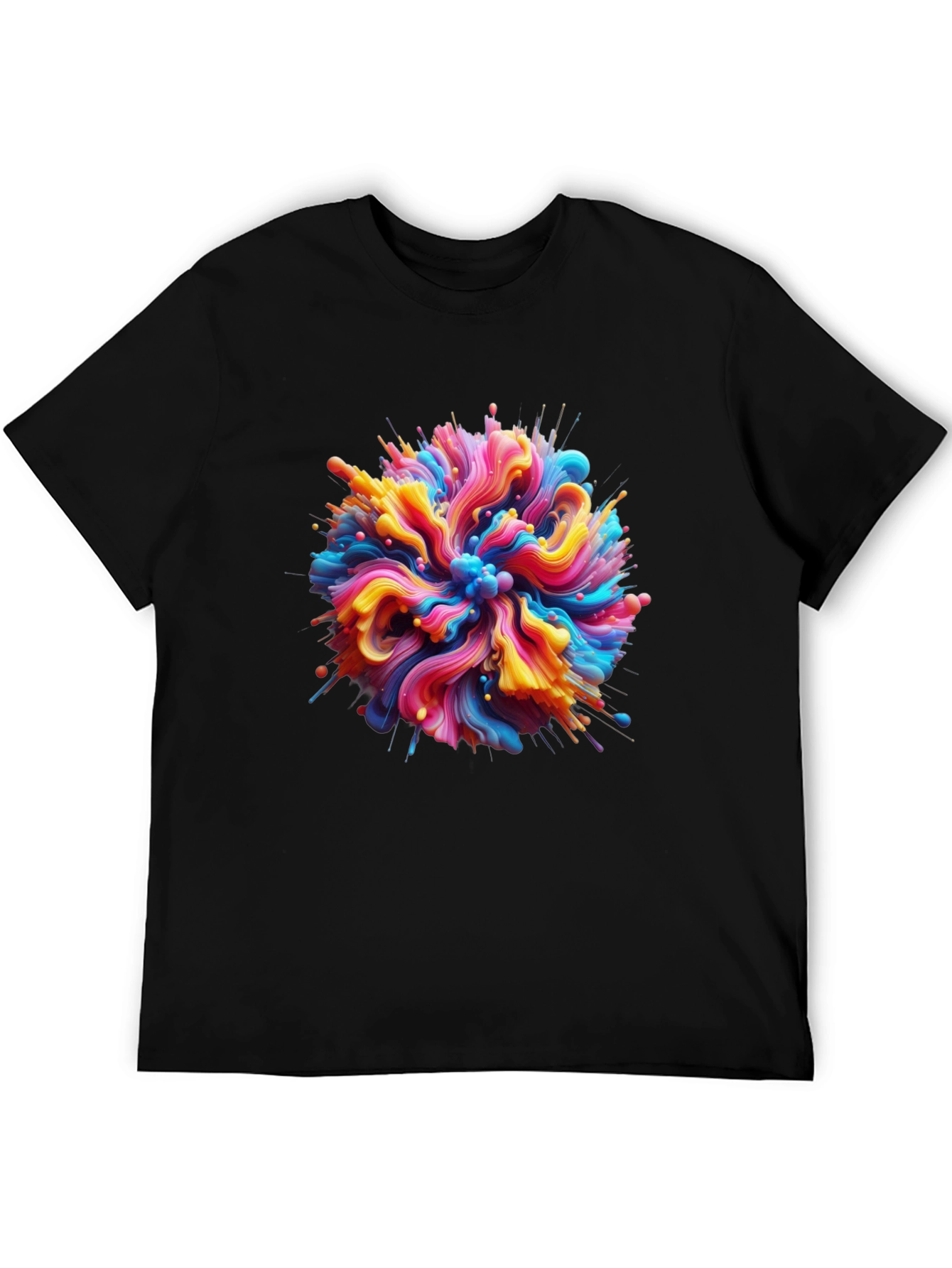 Abstract Swirl Graphic Tee - Bold Black Cotton T-Shirt