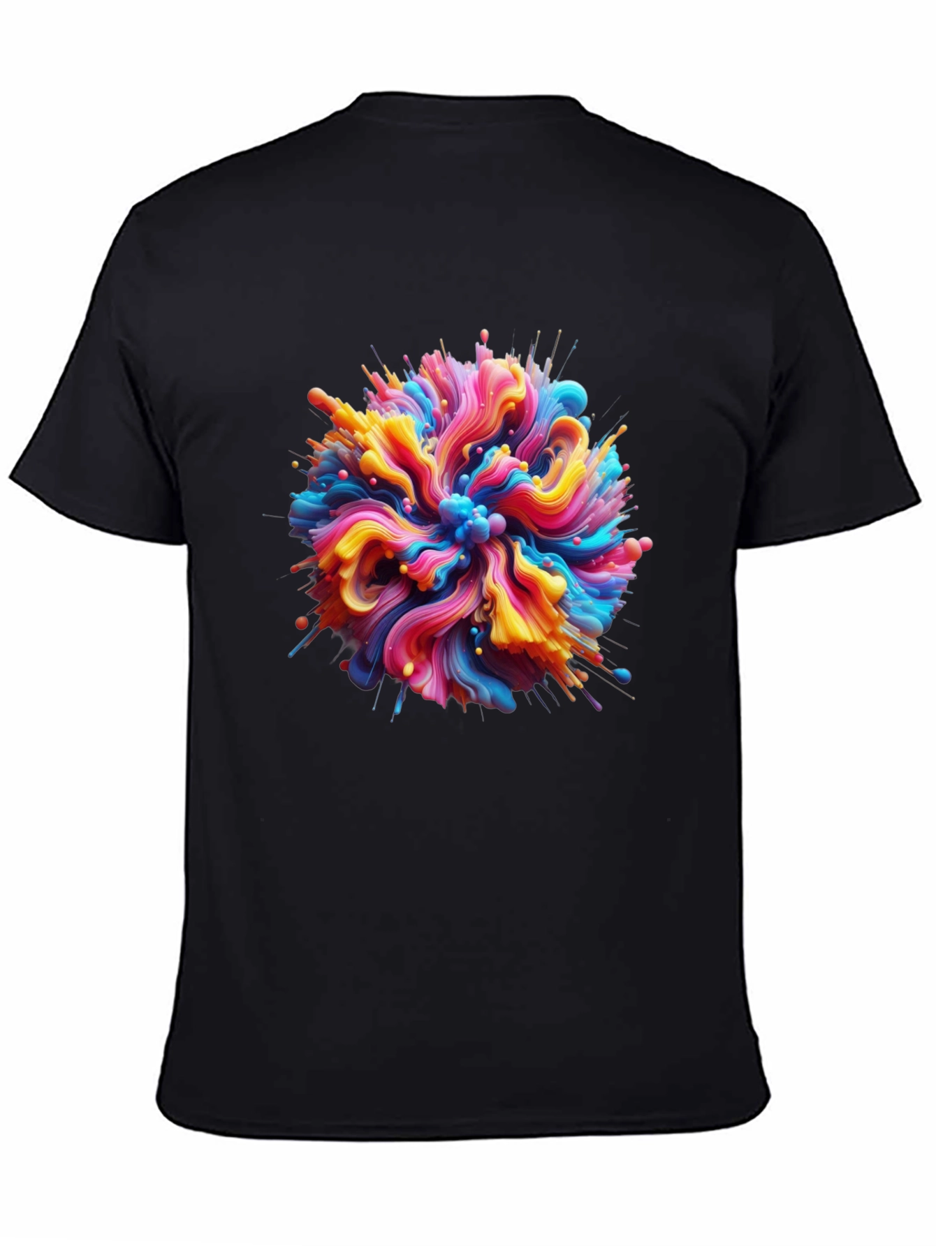 Abstract Swirl Graphic Tee - Bold Black Cotton T-Shirt