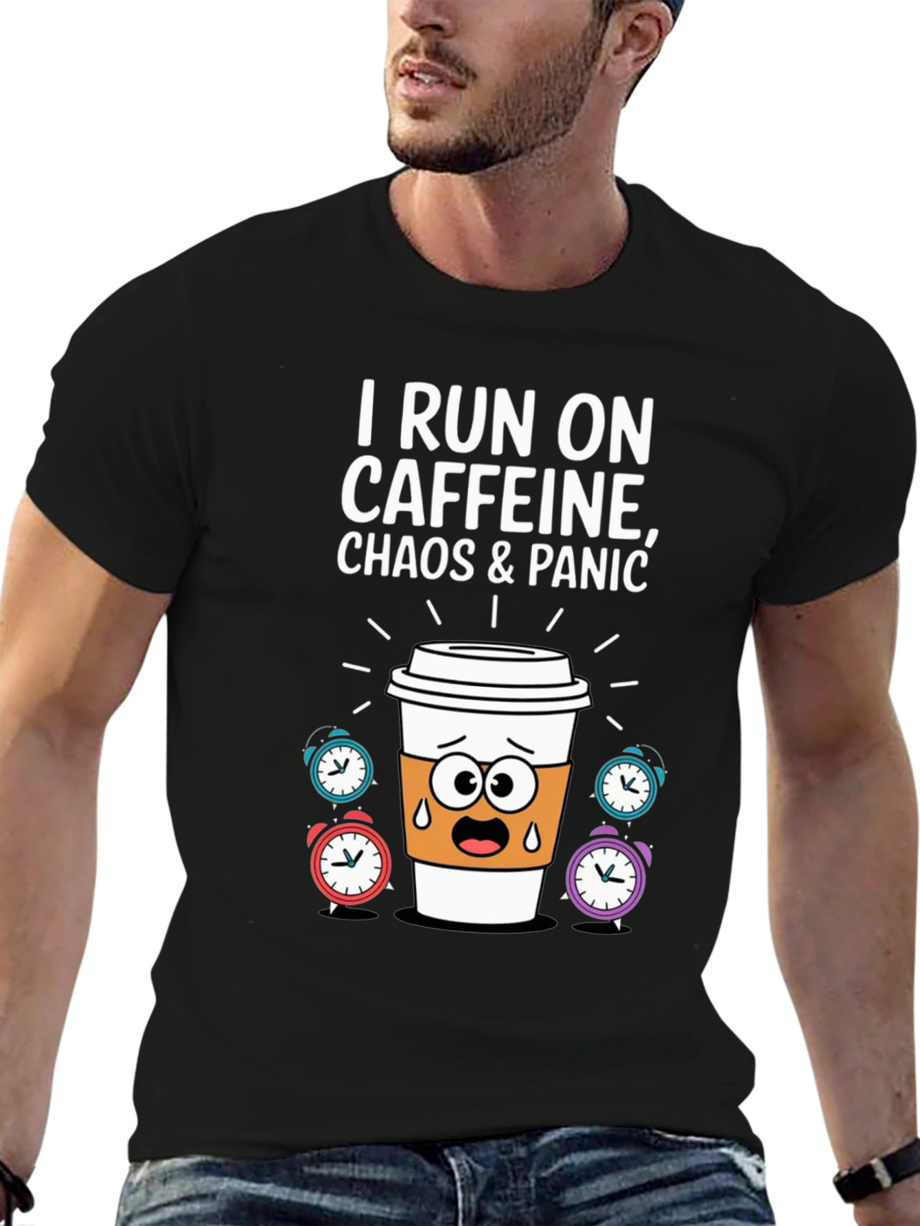 I Run On Caffeine Chaos & Panic T-Shirt