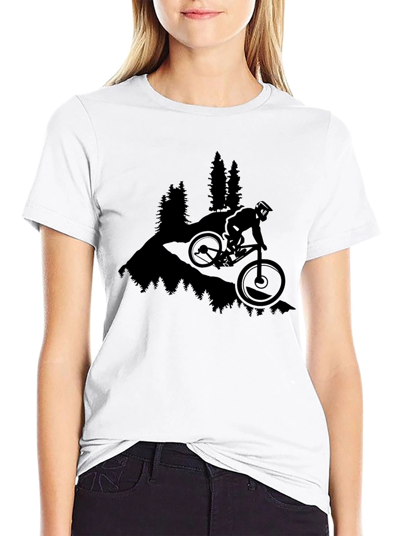Mountain Biker Graphic Tee - Black Casual T-Shirt