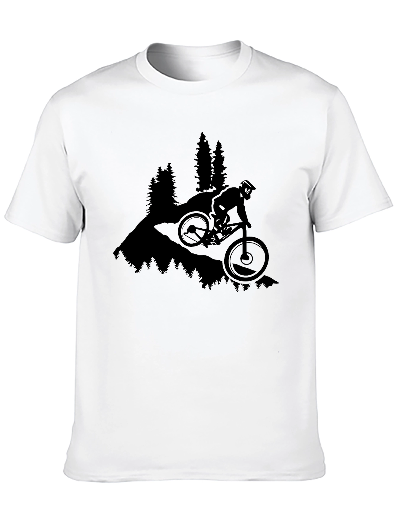 Mountain Biker Graphic Tee - Black Casual T-Shirt