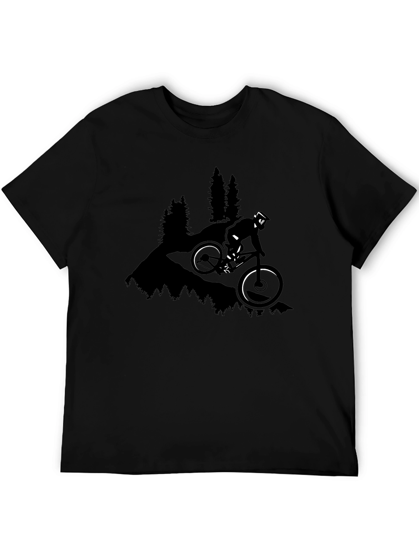 Mountain Biker Graphic Tee - Black Casual T-Shirt