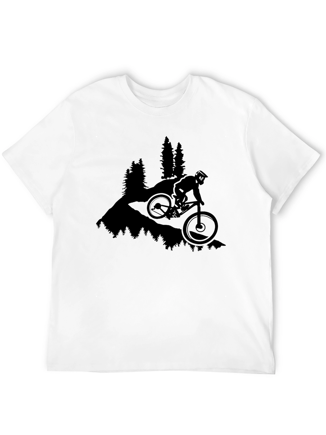 Mountain Biker Graphic Tee - Black Casual T-Shirt