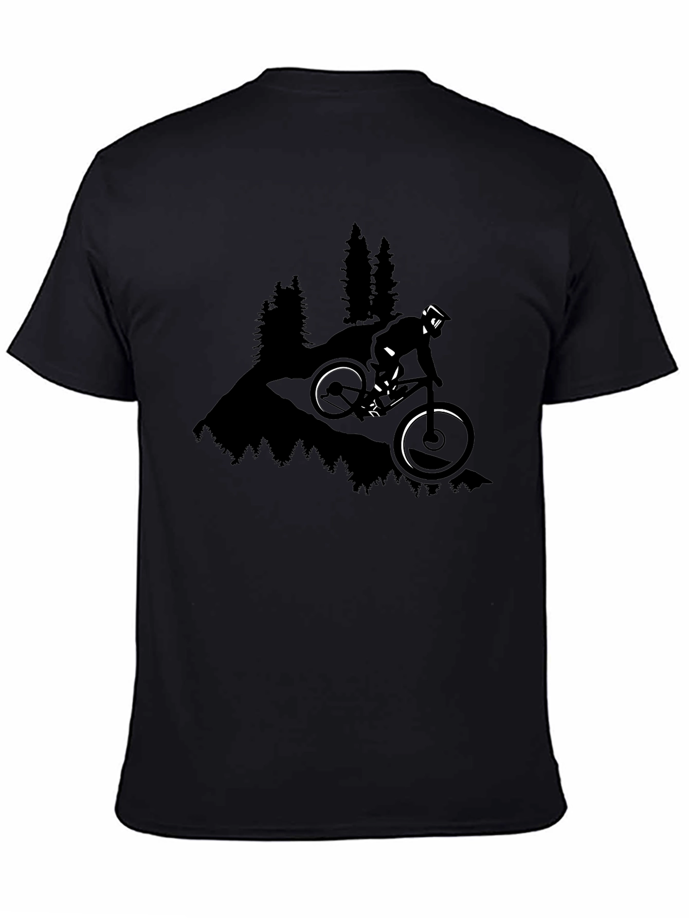 Mountain Biker Graphic Tee - Black Casual T-Shirt