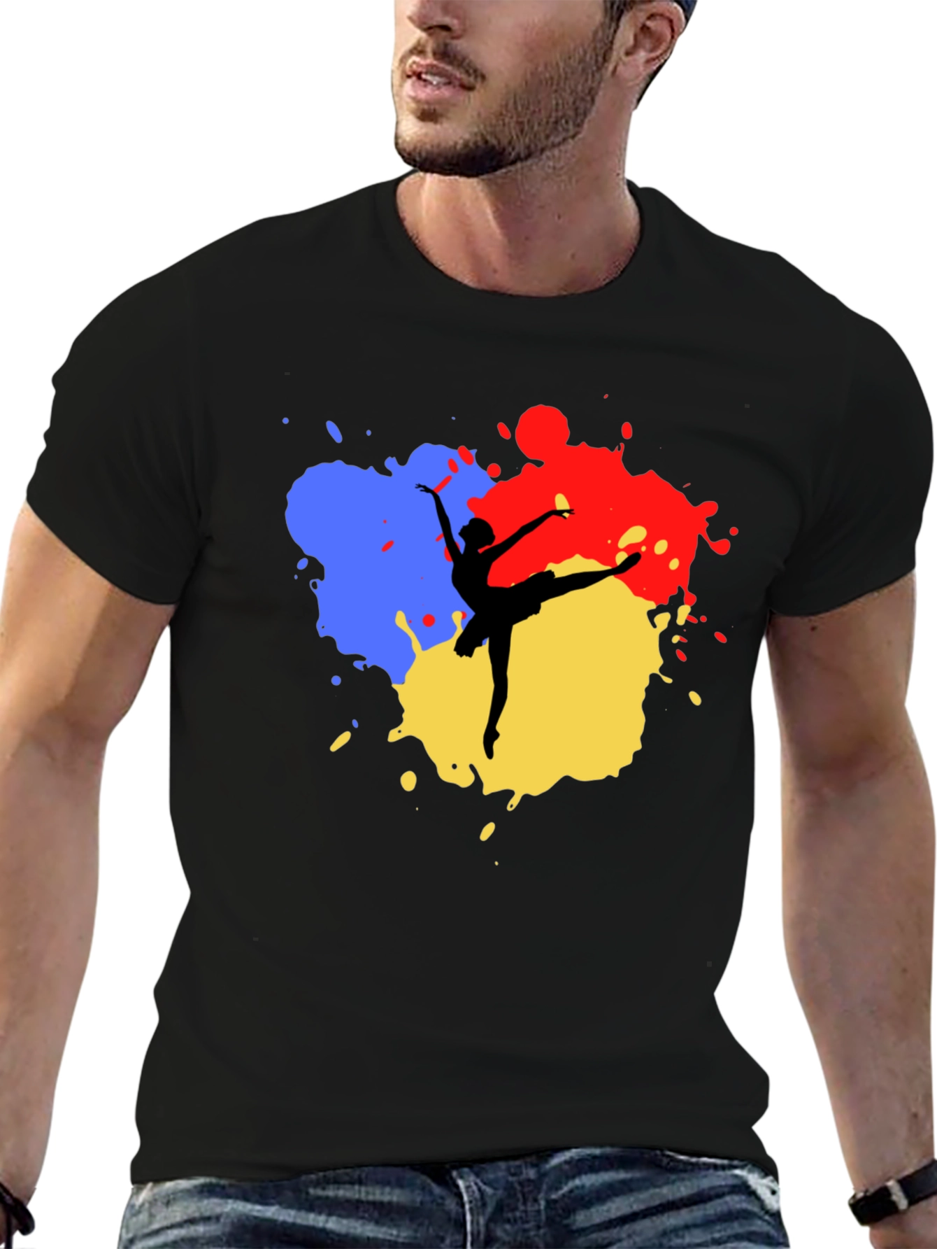 Ballerina Paint Splatter Black T-Shirt