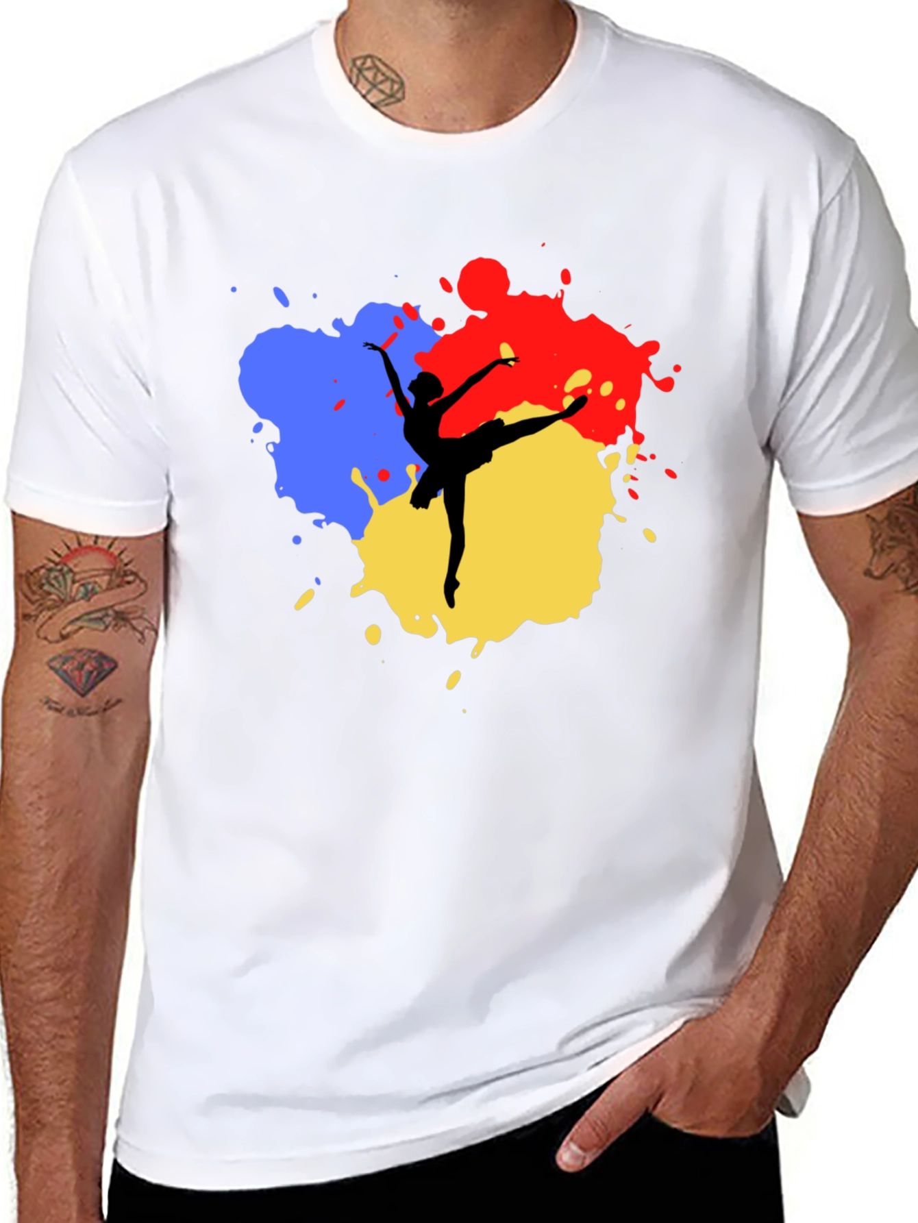 Ballerina Paint Splatter Black T-Shirt