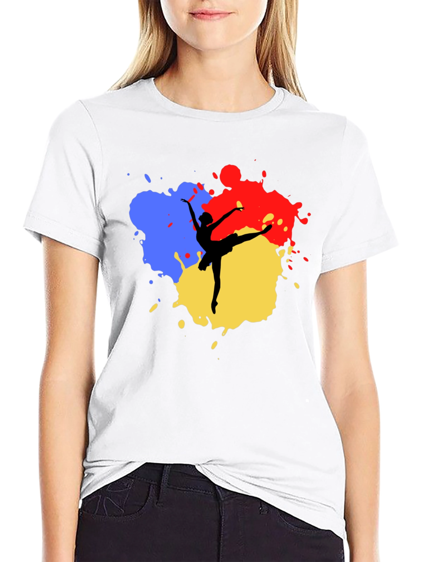Ballerina Paint Splatter Black T-Shirt