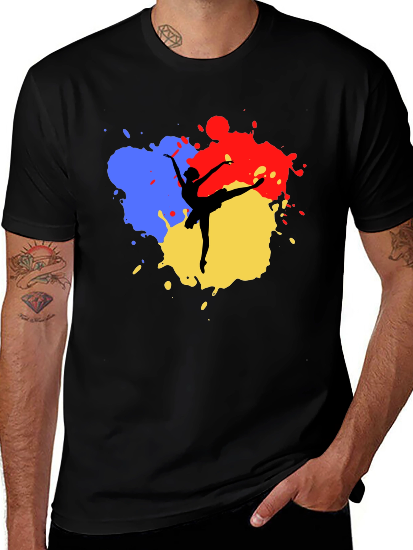 Ballerina Paint Splatter Black T-Shirt