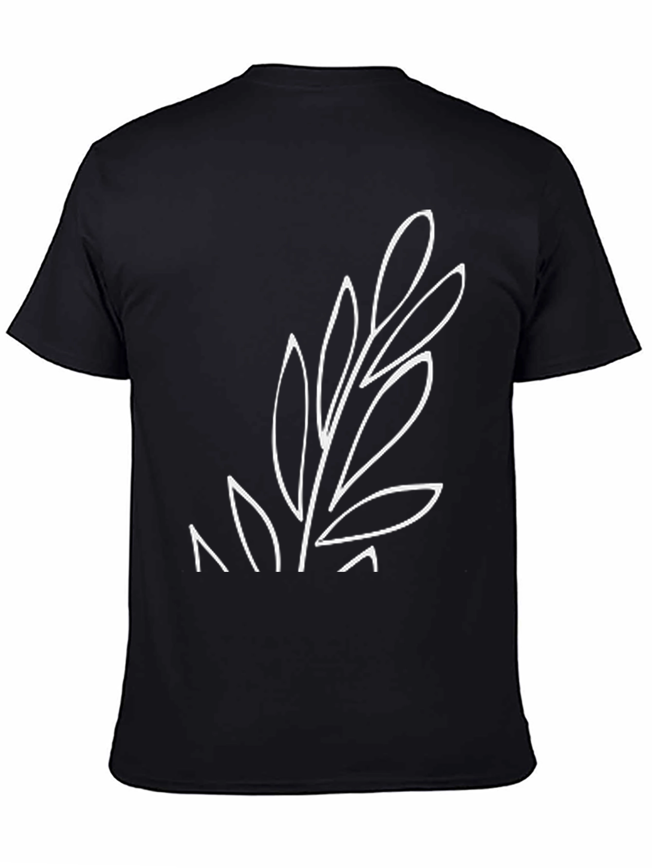 Minimalist Leaf Design Black T-Shirt